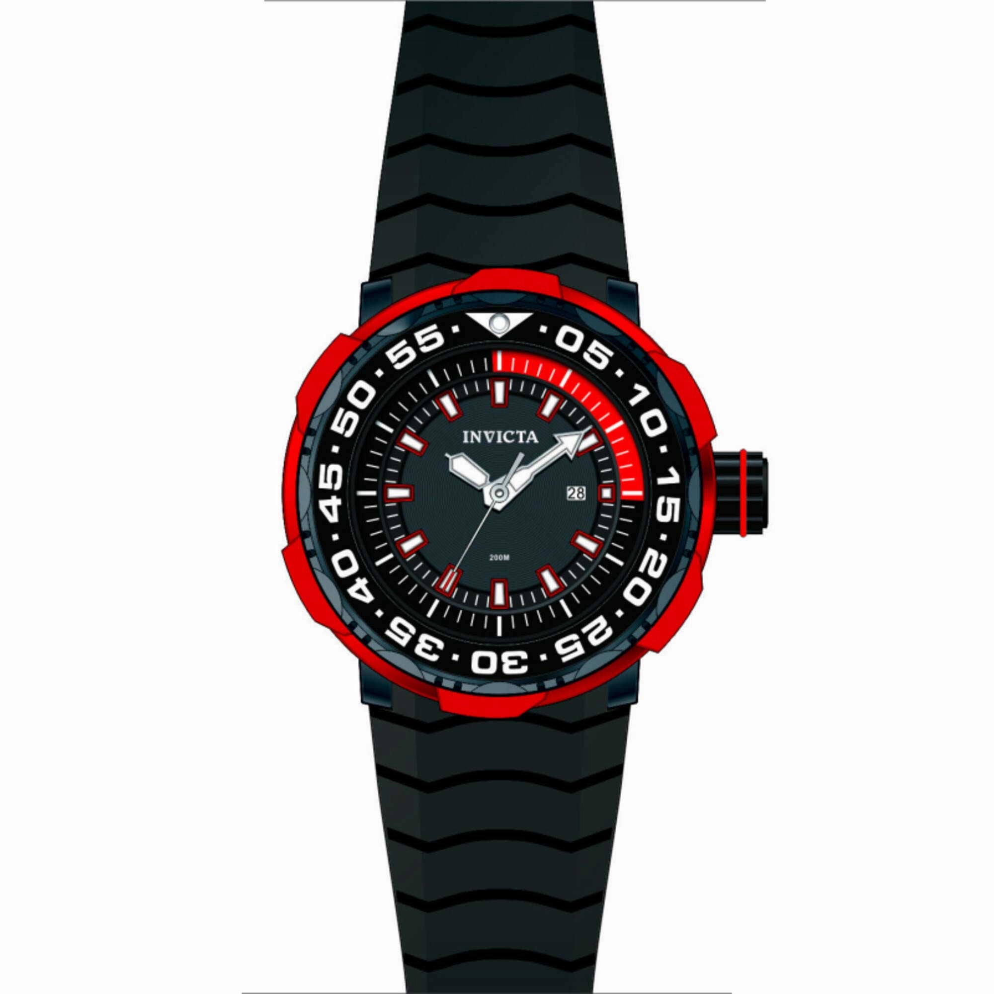 Invicta Men's Watch - Pro Diver Quartz Ocean Voyage Red and Black Strap Dive | 48341