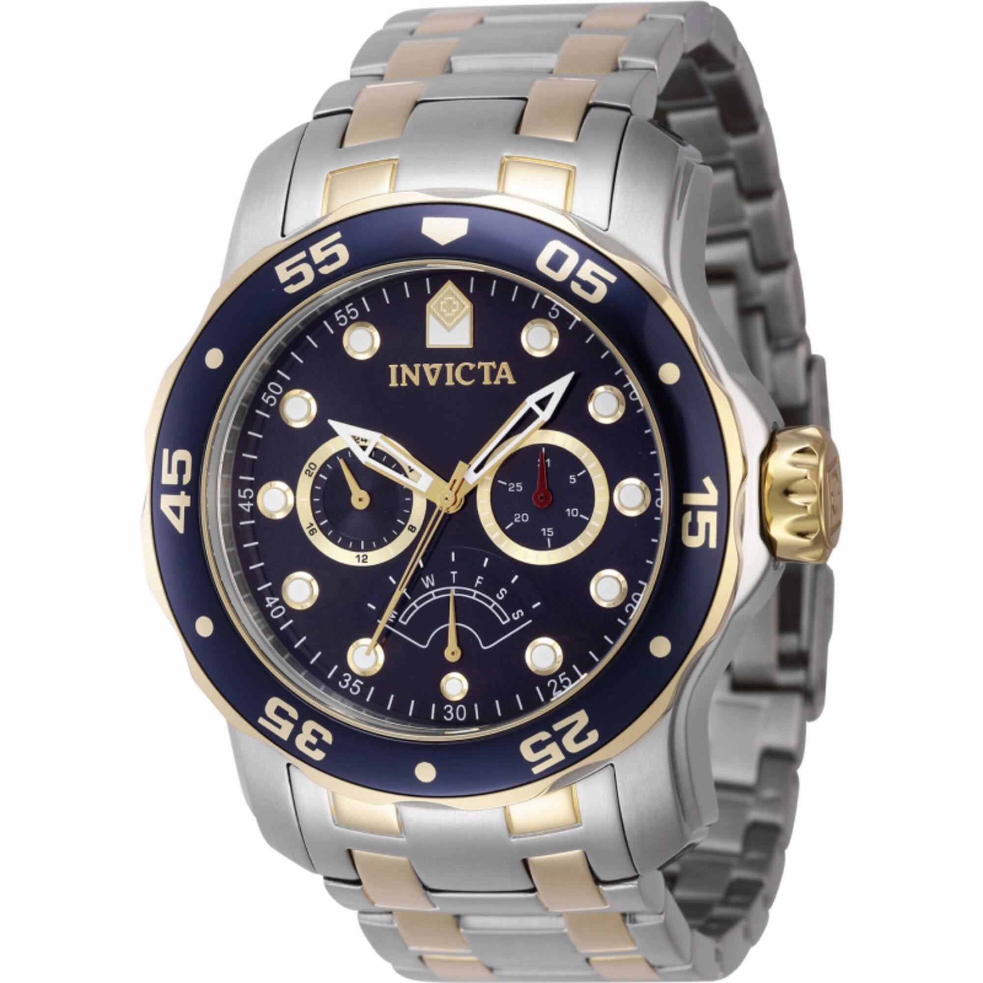 Invicta Men's Watch - Pro Diver Quartz Rotating Bezel Blue Dial TT Bracelet | 47001