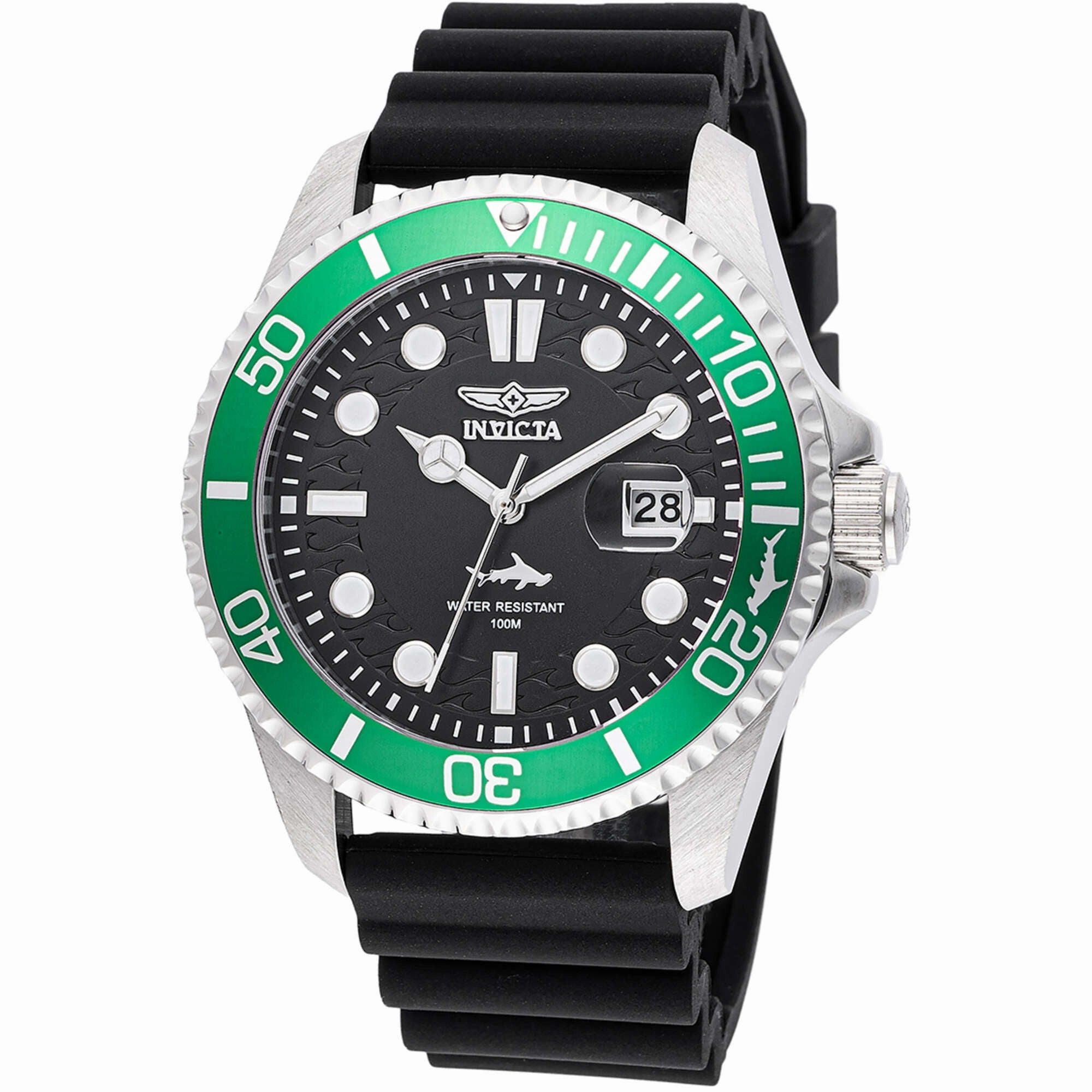 Invicta Men's Watch - Pro Diver Quartz Silver Tone Case Black Silicone Strap | 47166