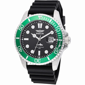 Invicta Men's Watch - Pro Diver Quartz Silver Tone Case Black Silicone Strap | 47166