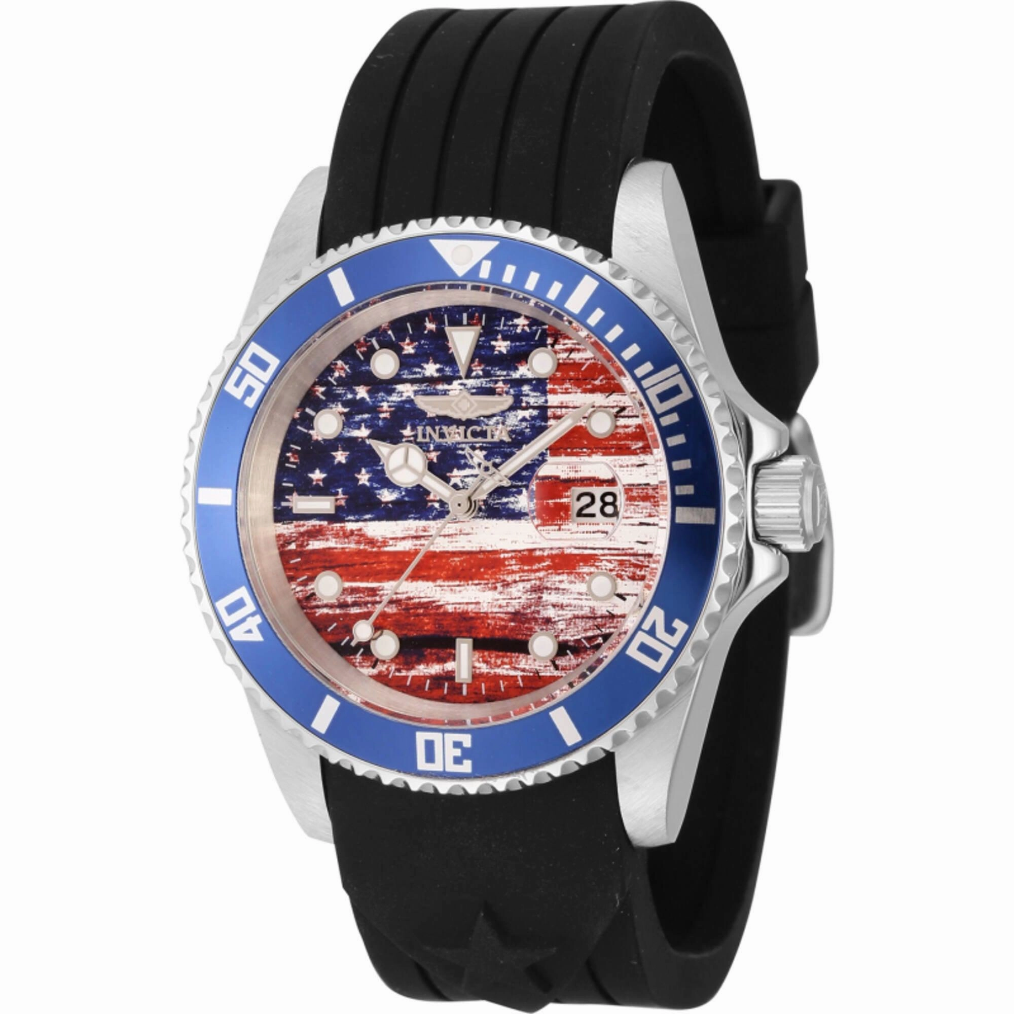 Invicta Men's Watch - Pro Diver Quartz Silver Tone Case Silicone Strap | 45871