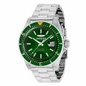 Invicta Men's Watch - Pro Diver Rotating Bezel Green Dial Silver Bracelet | 36782