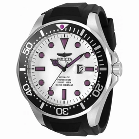 Invicta Men's Watch - Pro Diver White Dial Silver Tone Case Black Strap | 36434