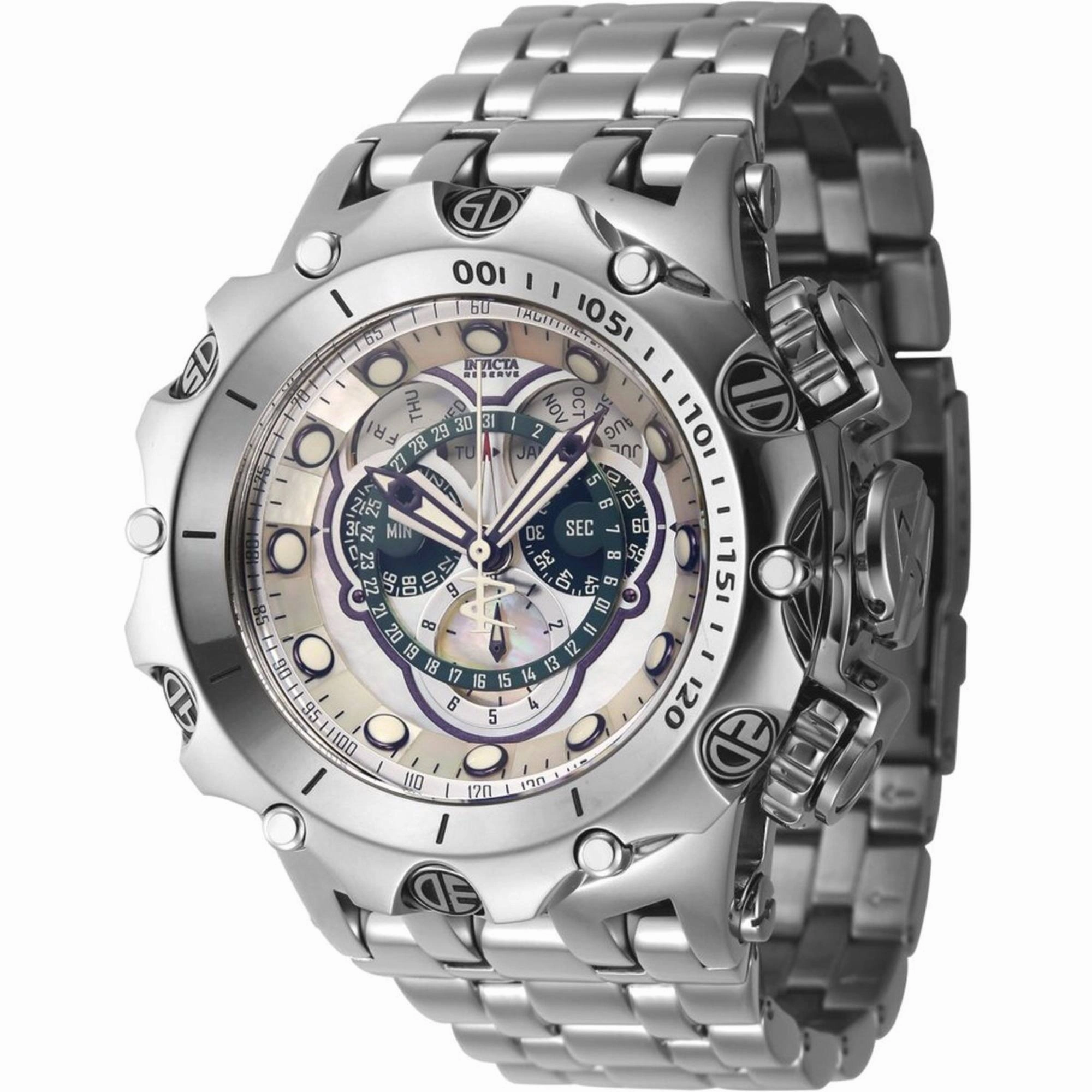 Invicta Men's Watch - Reserve Chrono Purple, Green and White Dial Bracelet | 45608