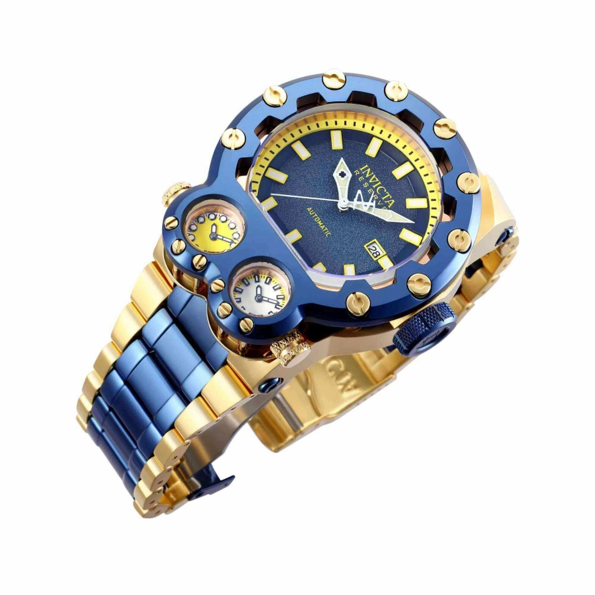 Invicta Men's Watch - Reserve Magnum Tria Dark Blue and Yellow Dial Bracelet | 37557