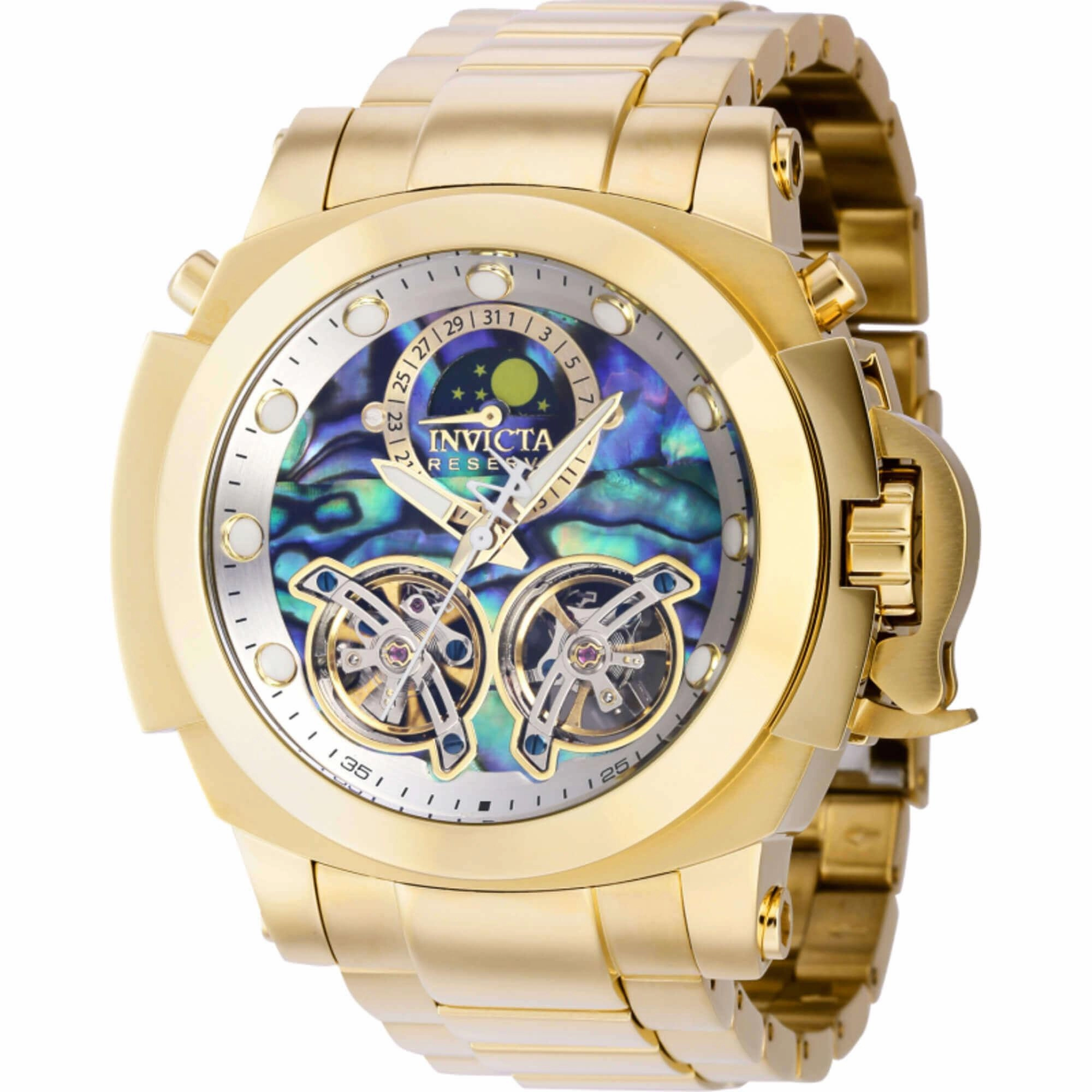 Invicta Men's Watch - Reserve Man of War Automatic Yellow Gold Steel Bracelet | 39576