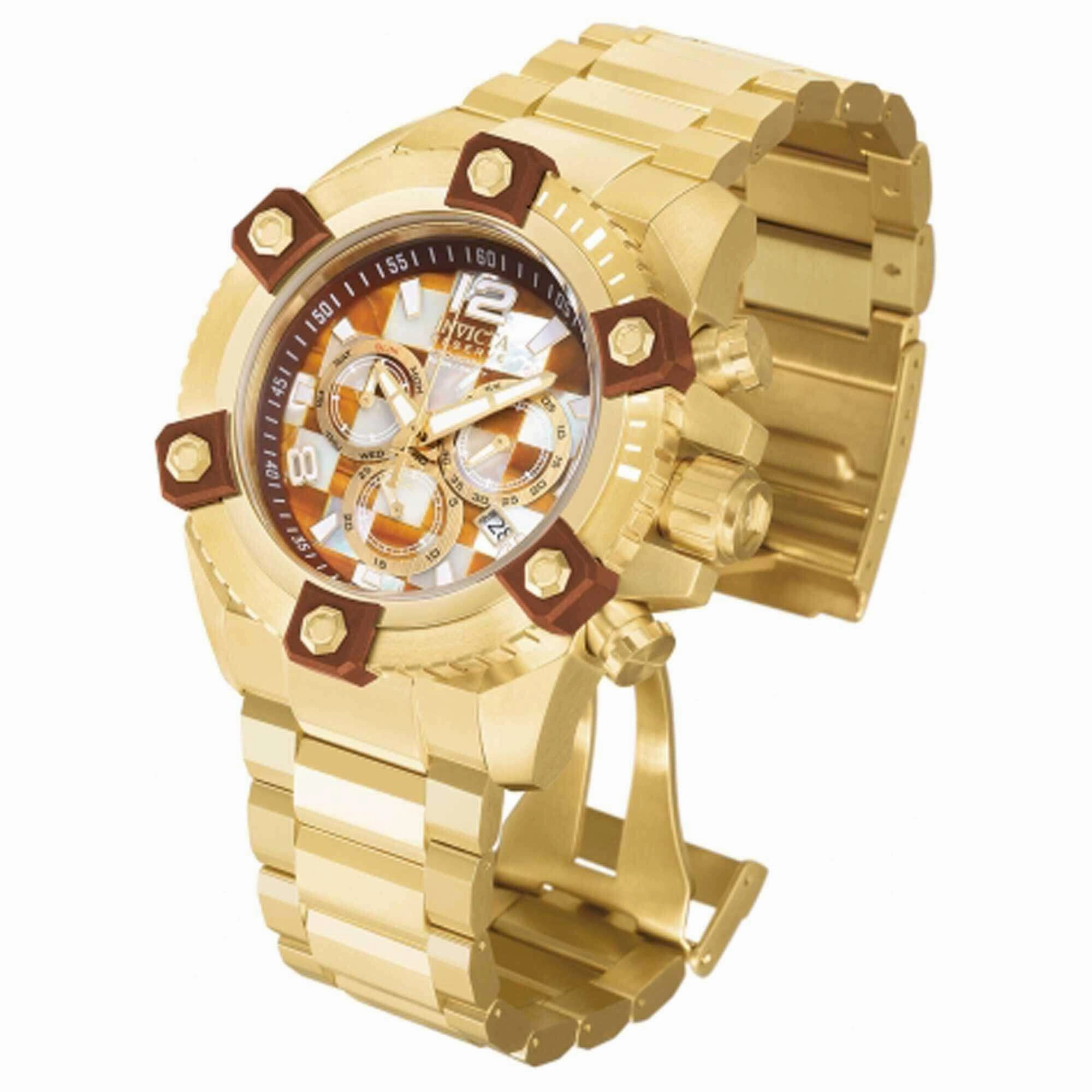Invicta Men's Watch - Reserve Octane Brown and White Dial Yellow Gold Case | 27777