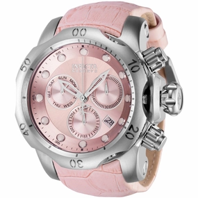 Invicta Men's Watch - Reserve Quartz Chronograph Pink Dial Leather Strap | 42617