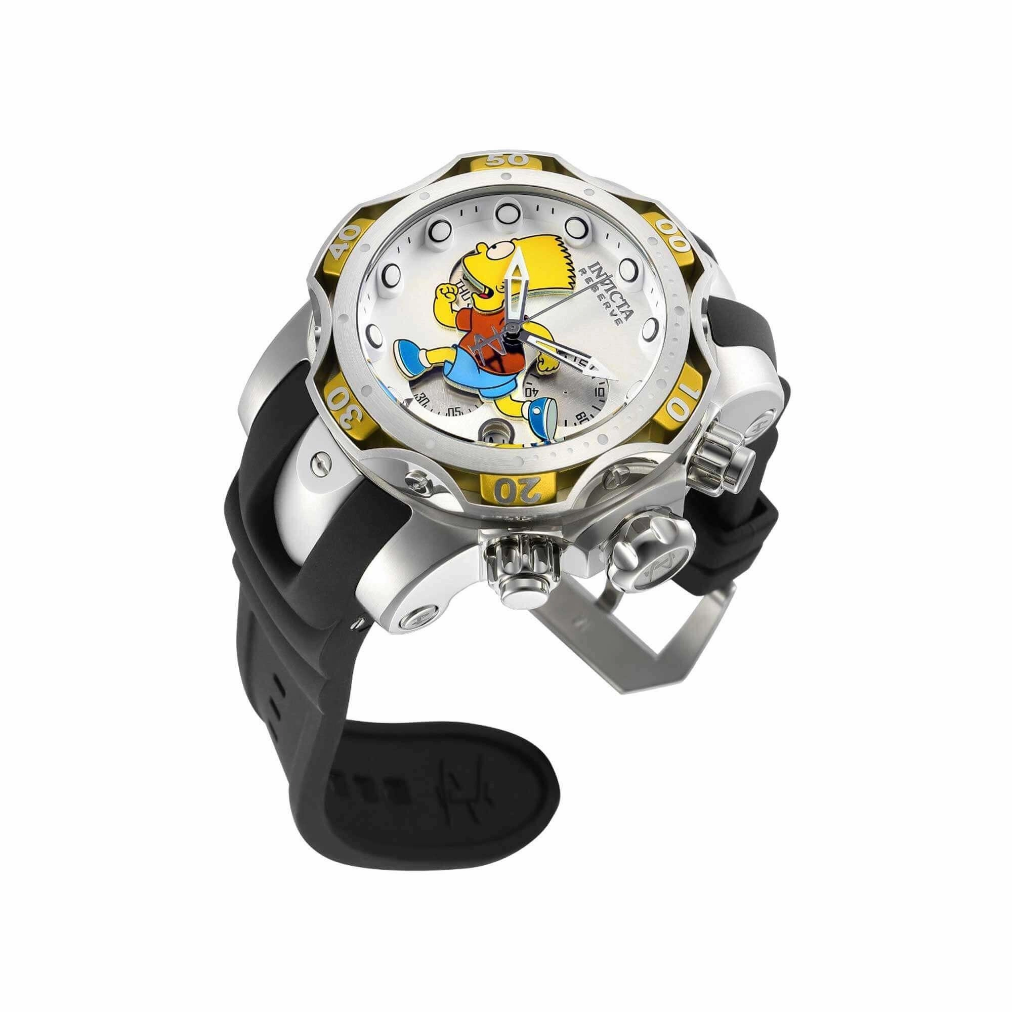 Invicta Men's Watch - Reserve Simpsons Silver Tone Case Black Rubber Strap | 39017