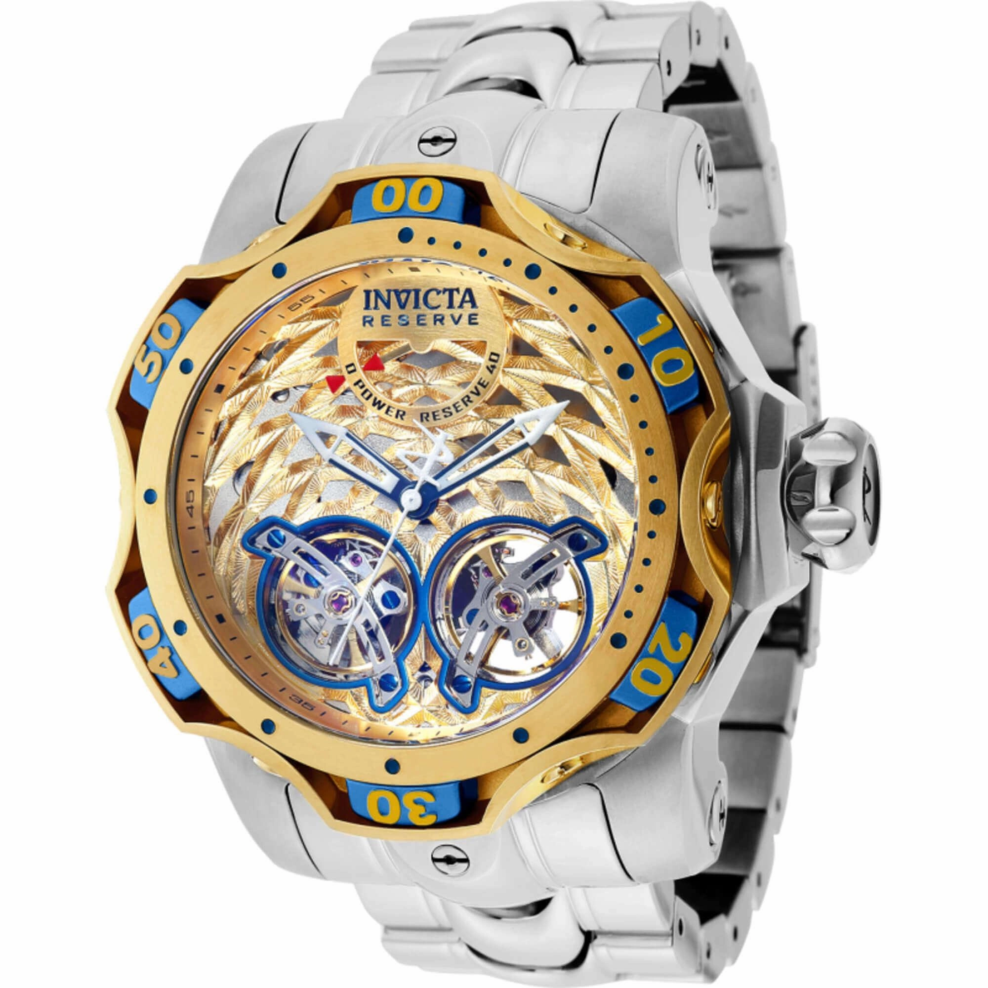 Invicta Men's Watch - Reserve Venom Open Heart Gold Dial Silver Bracelet | 35985