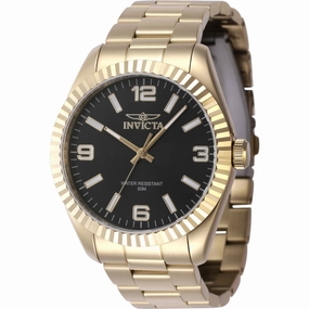 Invicta Men's Watch - Specialty Quartz Black Dial Yellow Gold Bracelet | 47458