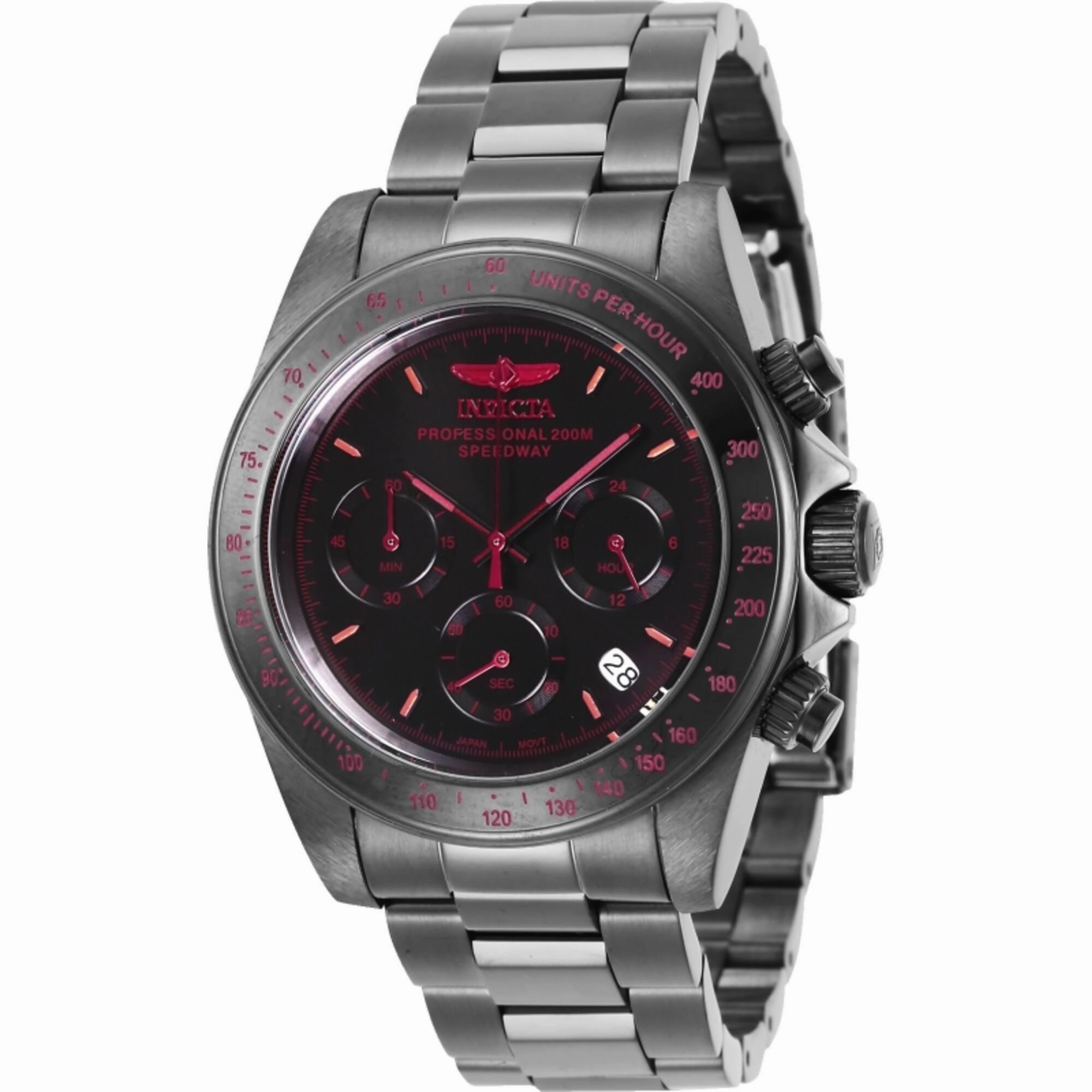 Invicta Men's Watch - Speedway Chronograph Black Dial Gunmetal Steel Bracelet | 27771