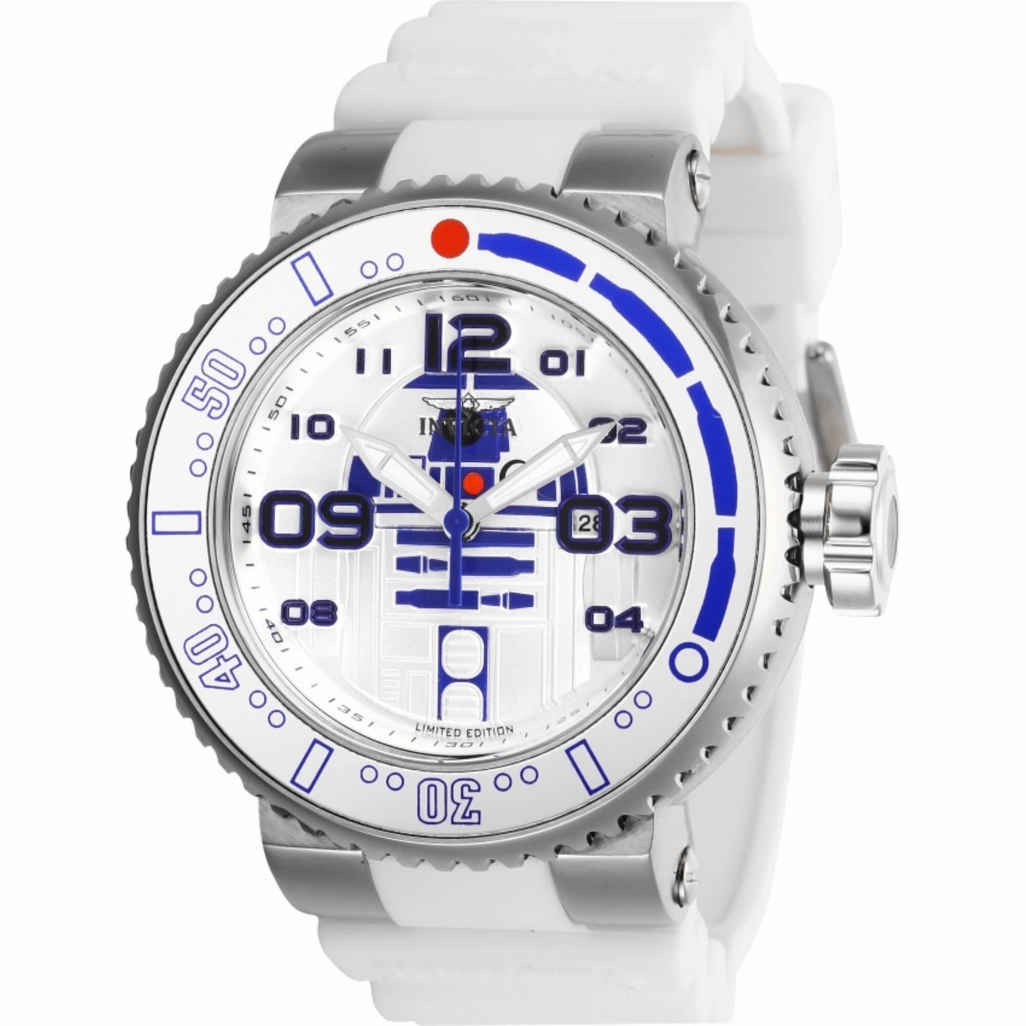 Invicta Men's Watch - Star Wars R2-D2 White Rotating Bezel Silicone Strap | 27672