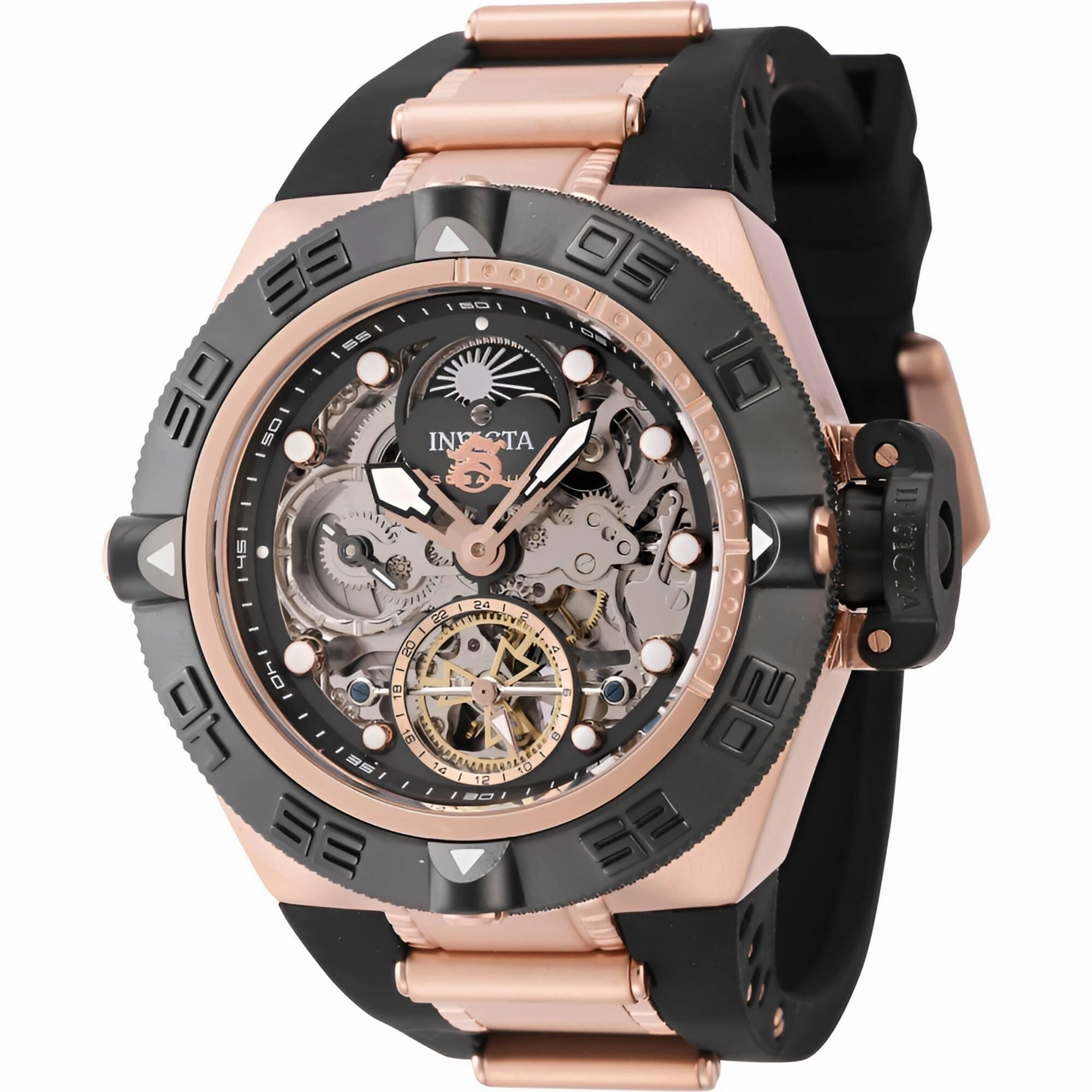 Invicta Men's Watch - Subaqua Noma IV Skeleton Dial Black and Rose Gold Strap | 43911