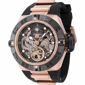 Invicta Men's Watch - Subaqua Noma IV Skeleton Dial Black and Rose Gold Strap | 43911