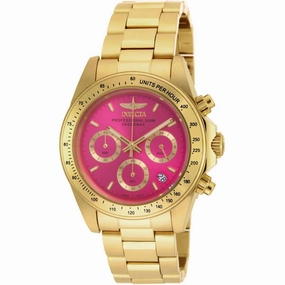 Invicta Women's Chronograph Watch - Speedway Pink Dial Yellow Gold Bracelet | 18255