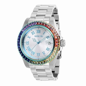 Invicta Women's CZ Watch - Angel Swiss Quartz Silver Dial Steel Bracelet | 40228