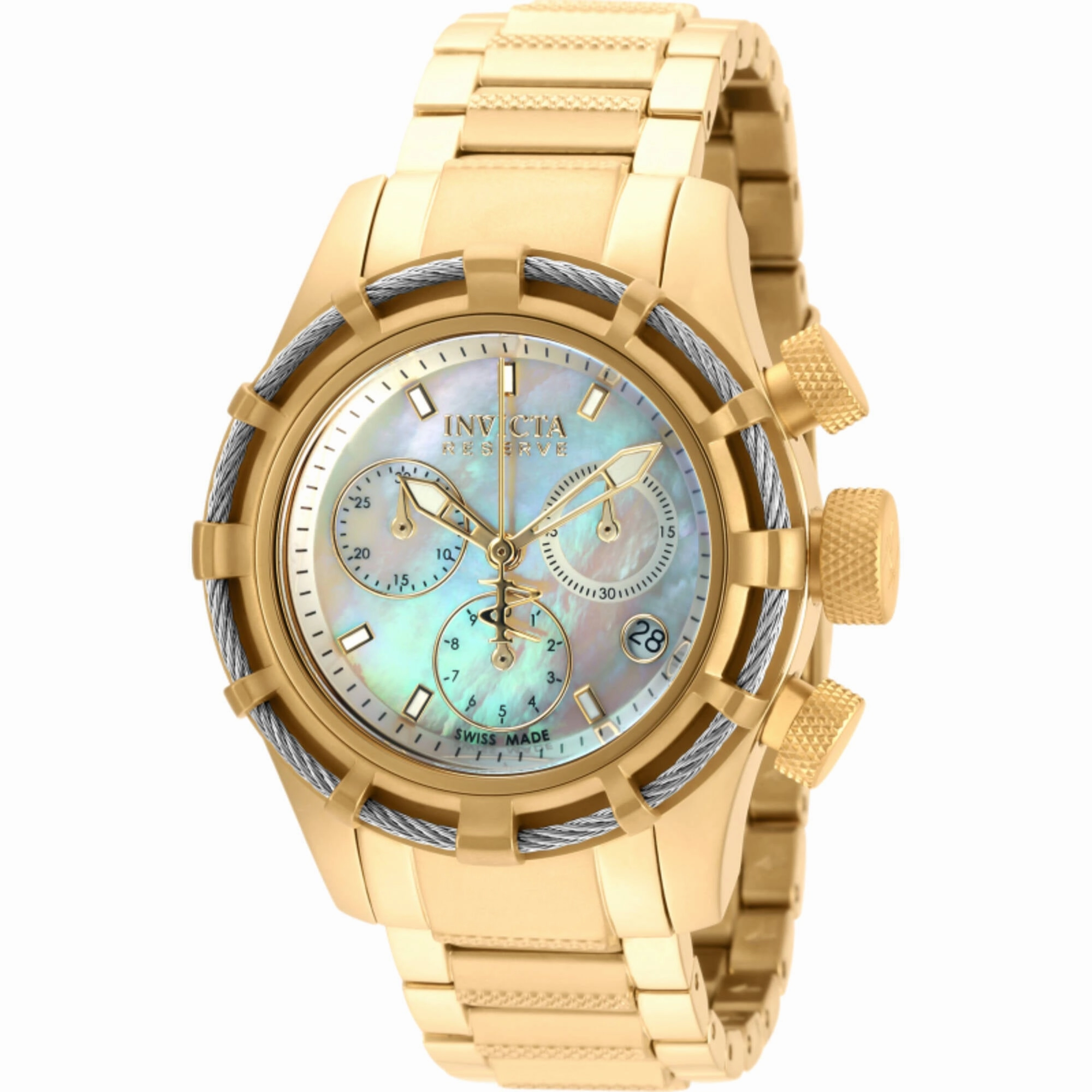 Invicta Women's Watch - Bolt Chronograph Mop Dial Yellow Gold Steel Bracelet | 90011
