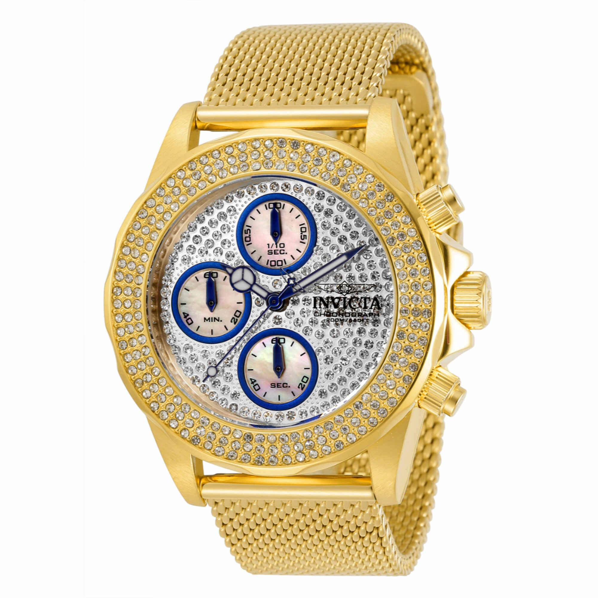 Invicta Women's Watch - Pro Diver Quartz Chronograph Yellow Gold Mesh Bracelet | 32935