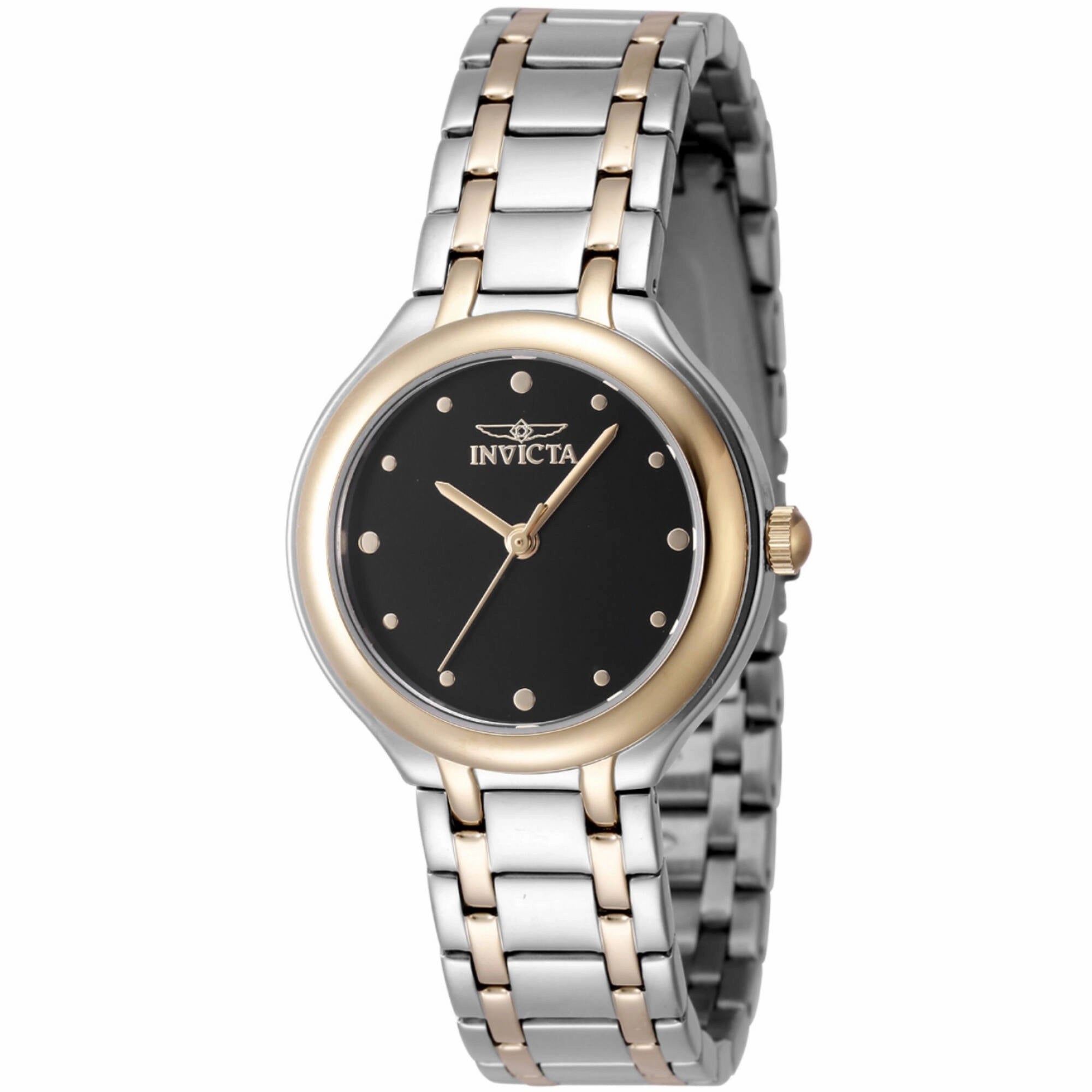 Invicta Women's Watch - Wildflower Quartz Black Dial Two Tone Steel Bracelet | 48229