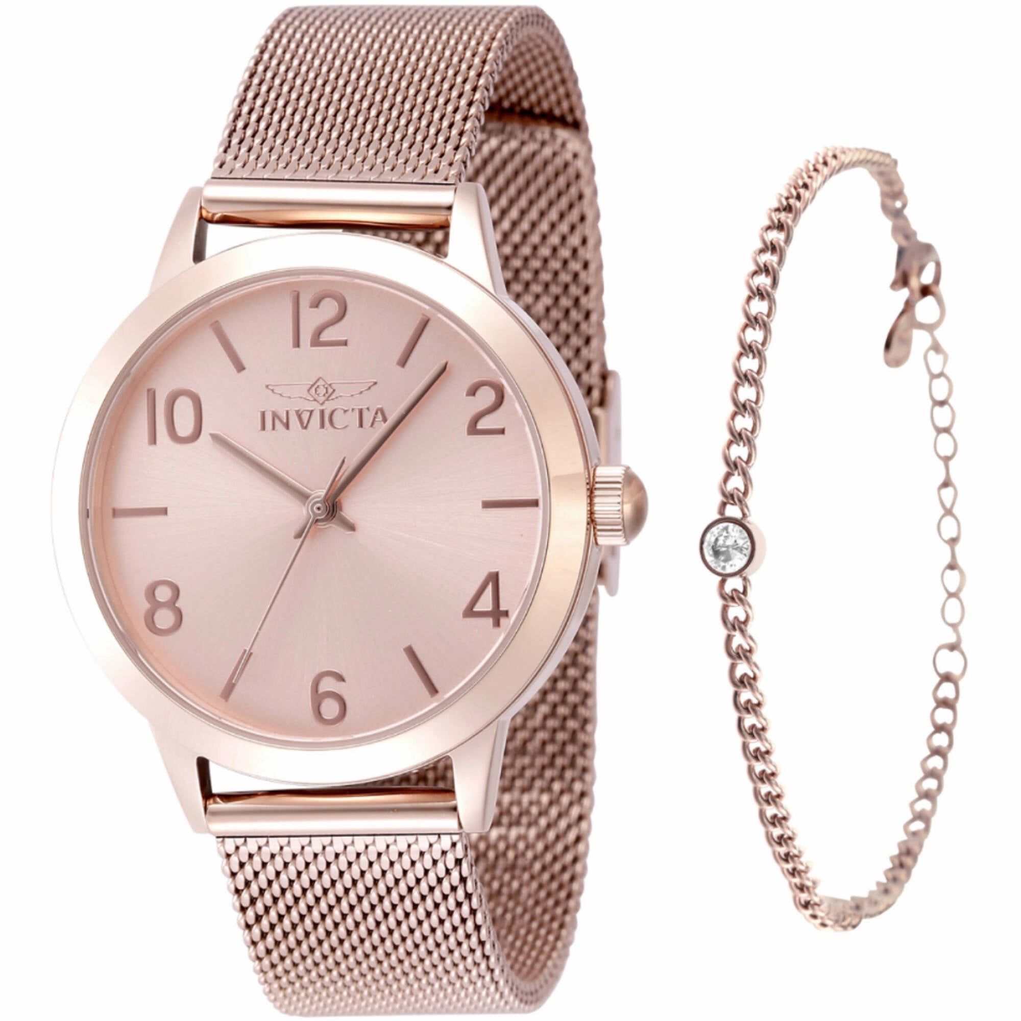 Invicta Women's Watch - Wildflower Quartz Rose Gold Dial Steel Mesh Bracelet | 48331