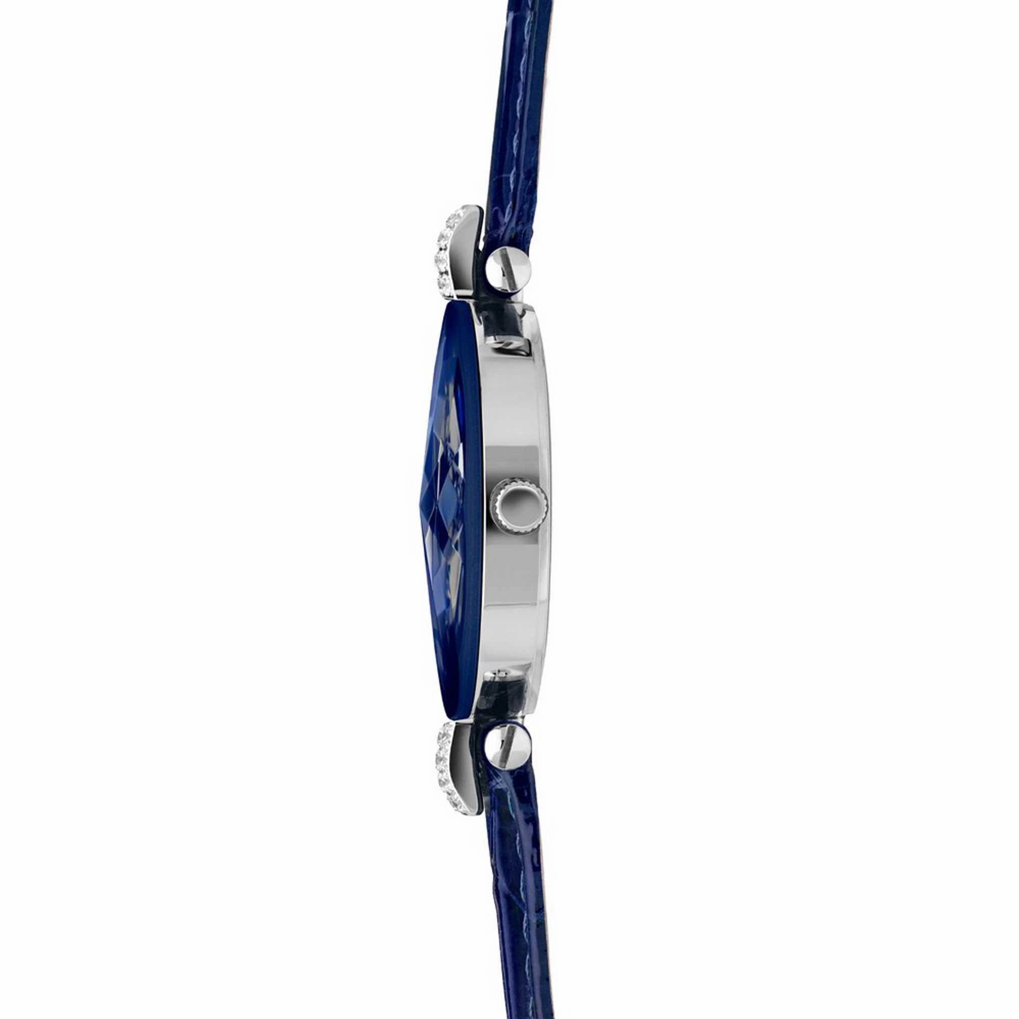 Jowissa Women's Watch - Facet Strass Rhinestones Blue Dial Leather Strap | J5.622.M