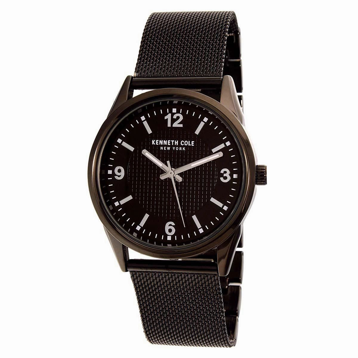 Kenneth Cole 10030782 Men's Black Steel Mesh Bracelet Quartz Classic