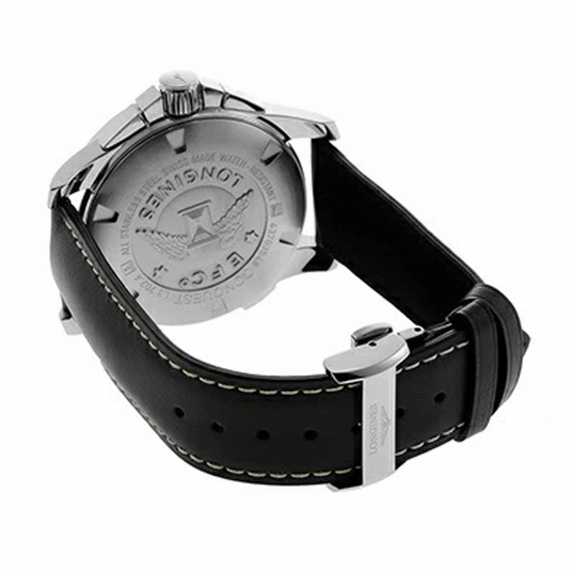 Longines Men's Watch - Conquest Chronograph Black and Silver Dial Strap | L37024563