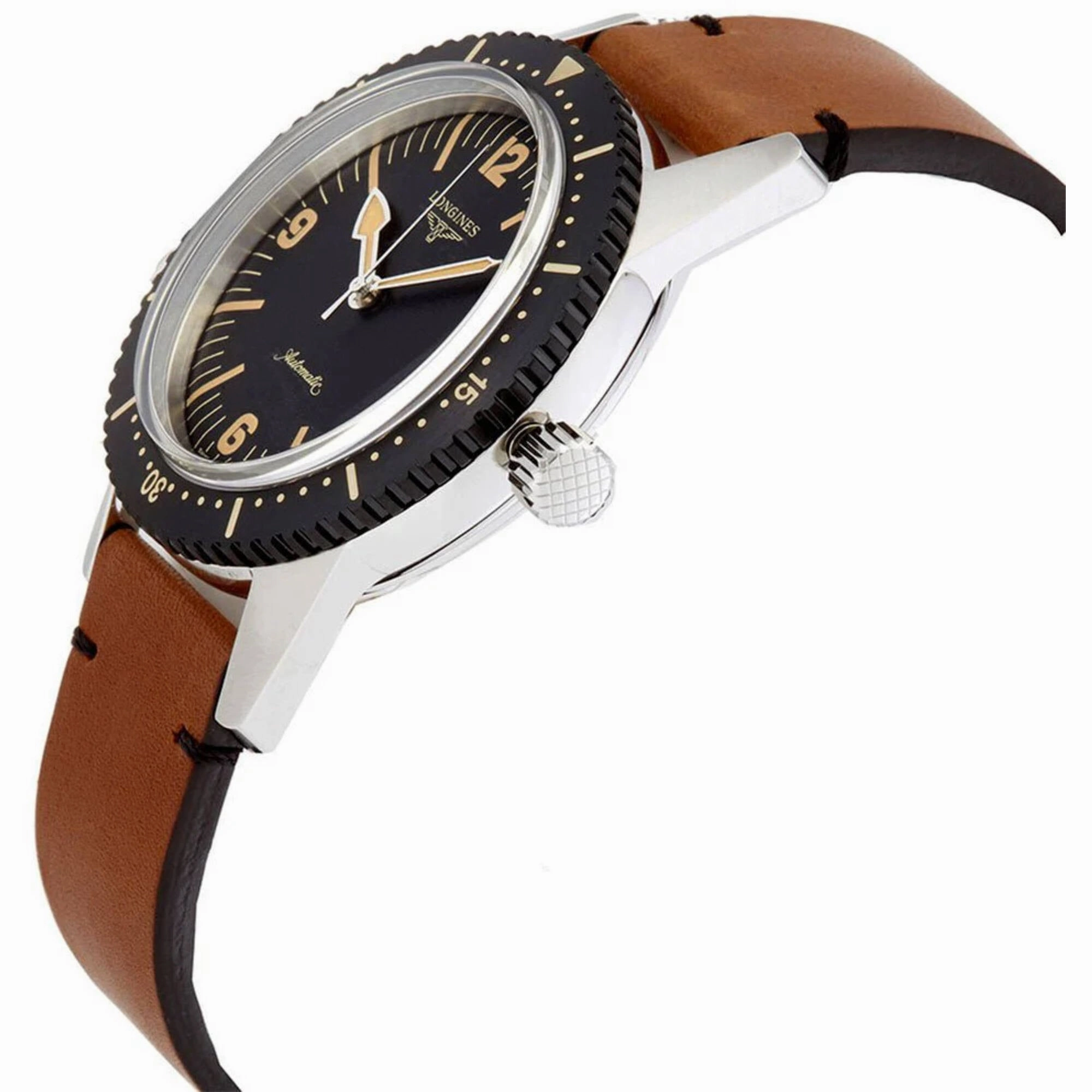 Longines Men's Watch - Heritage Skin Diver Automatic Brown Leather Strap | L28224562