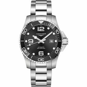 Longines Men's Watch - HydroConquest Automatic Black Dial Silver Bracelet | L37824566