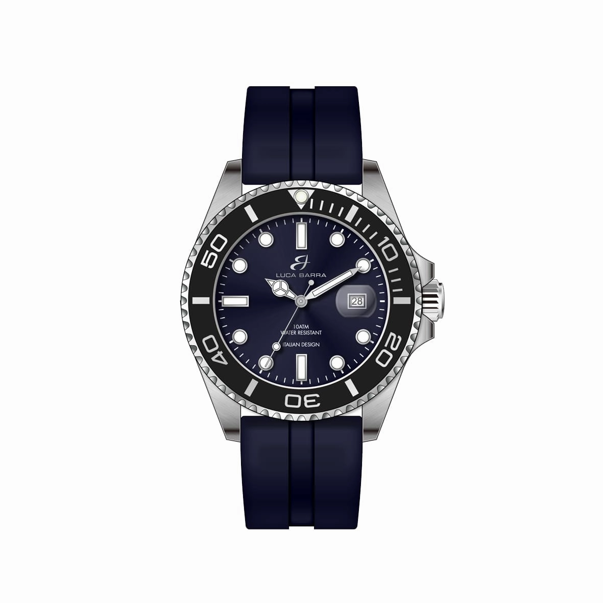Luca Barra Gents Blue Silicone Watch With Blue Dial