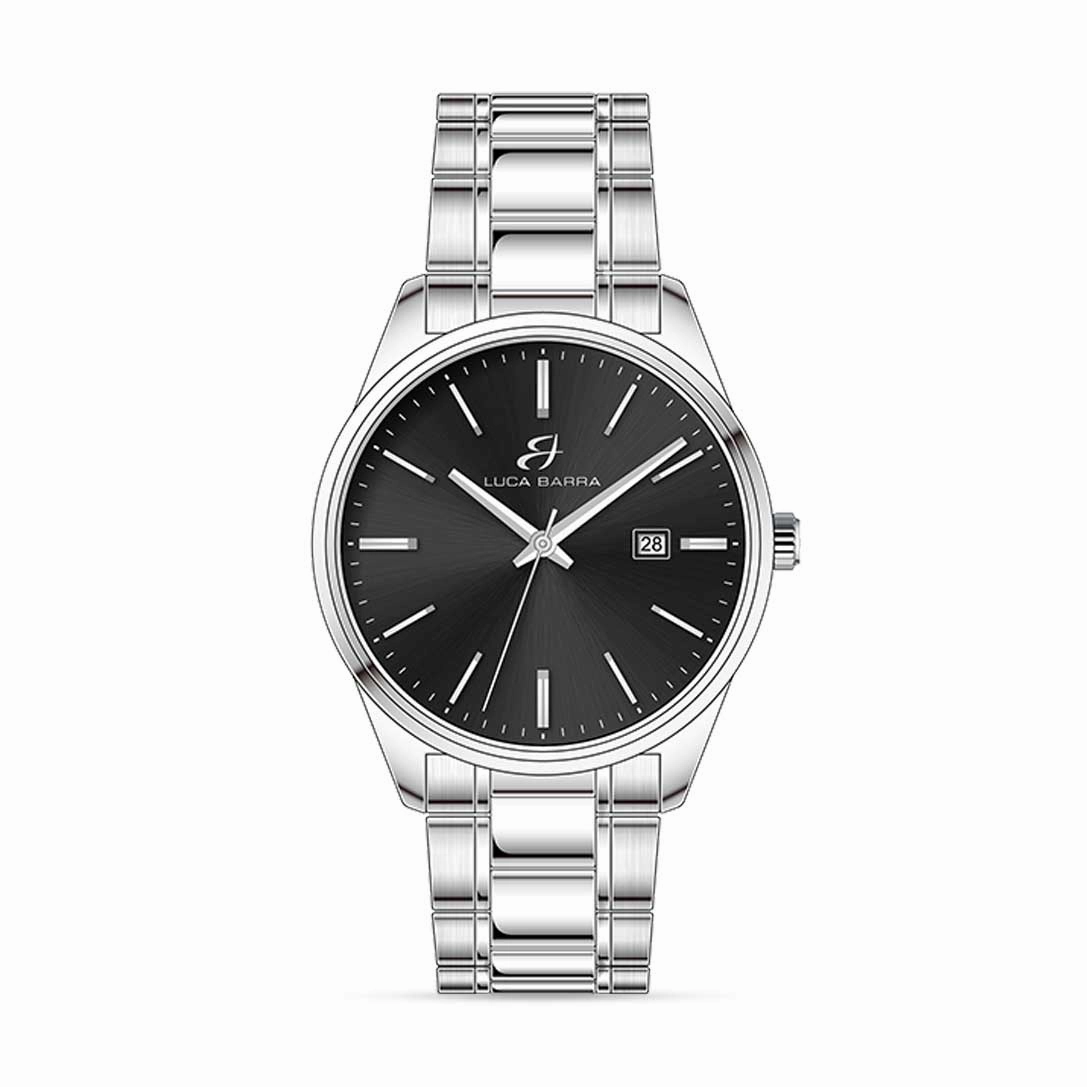 Luca Barra Gents Steel Watch With Black Dial