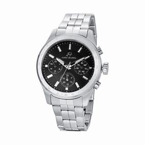Luca Barra Gents Steel Watch with Black Dial and Silver Bezel