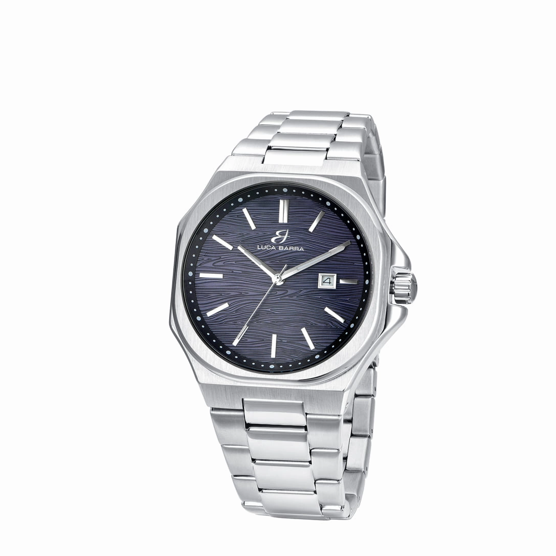 Luca Barra Gents Steel Watch with Blue Dial and Silver Details