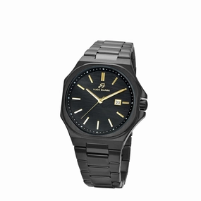 Luca Barra Gents Watch in Black IP Steel, Black Dial and IP Gold Details