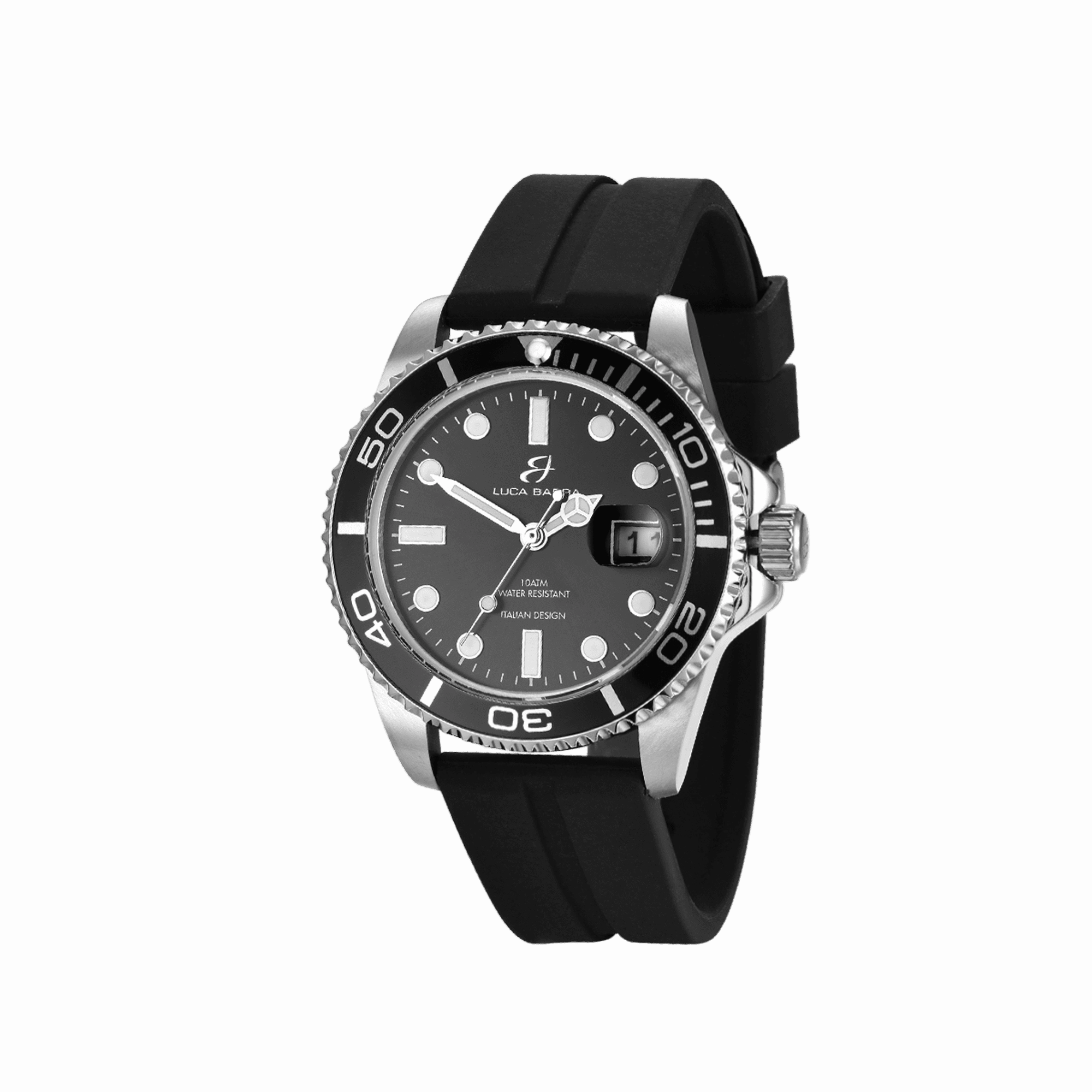 Luca Barra Gents Watch with Steel Case, Black Bezel, Black Dial
