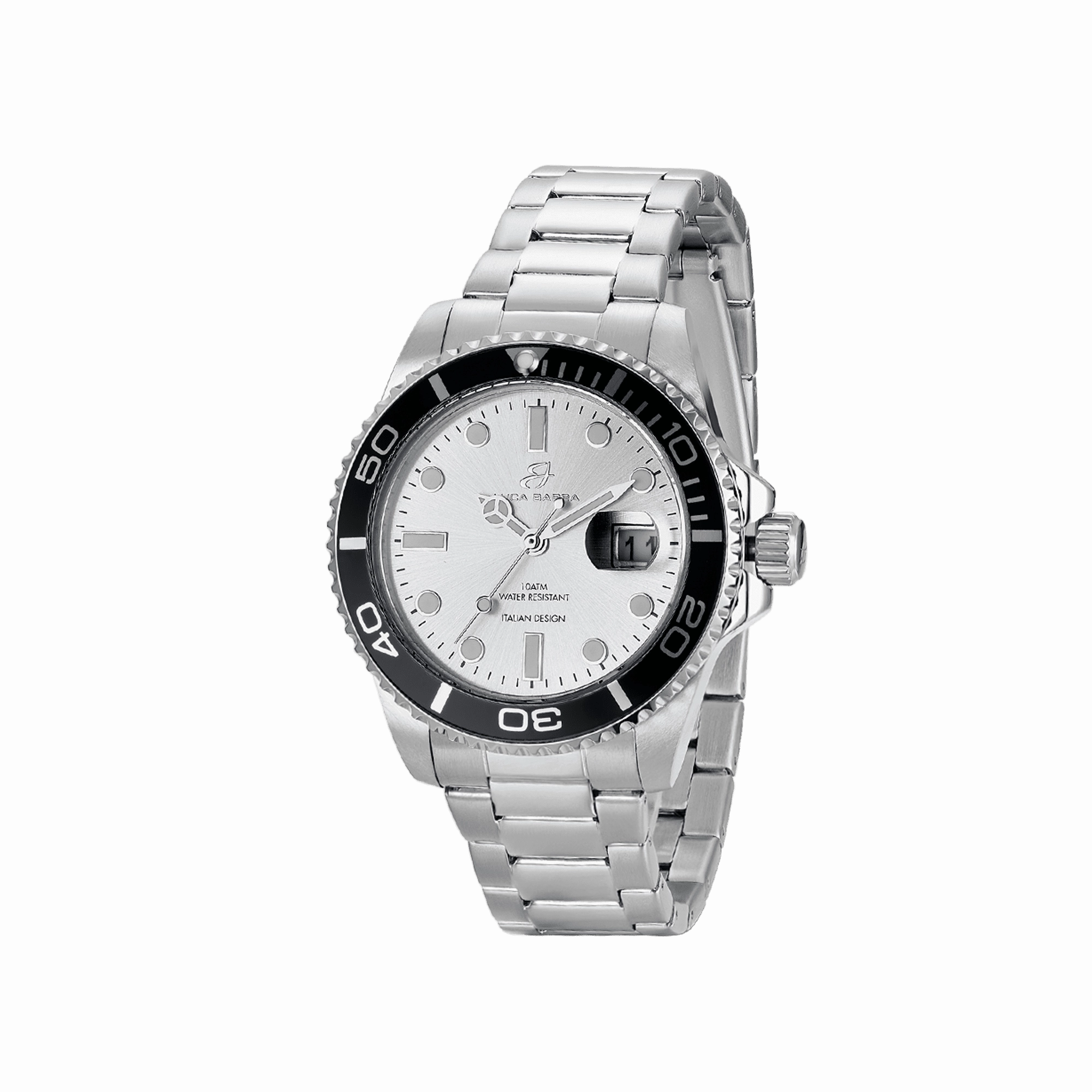Luca Barra Gents Watch with Steel Case Silver Dial and Black Bezel