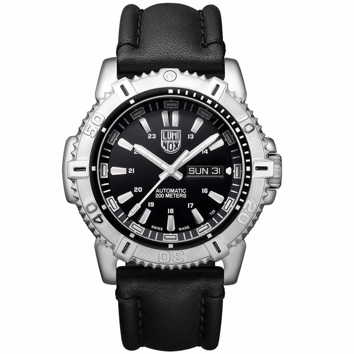 Luminox Men's Automatic Watch - Modern Mariner Black Dial Leather Strap | 6501.NV