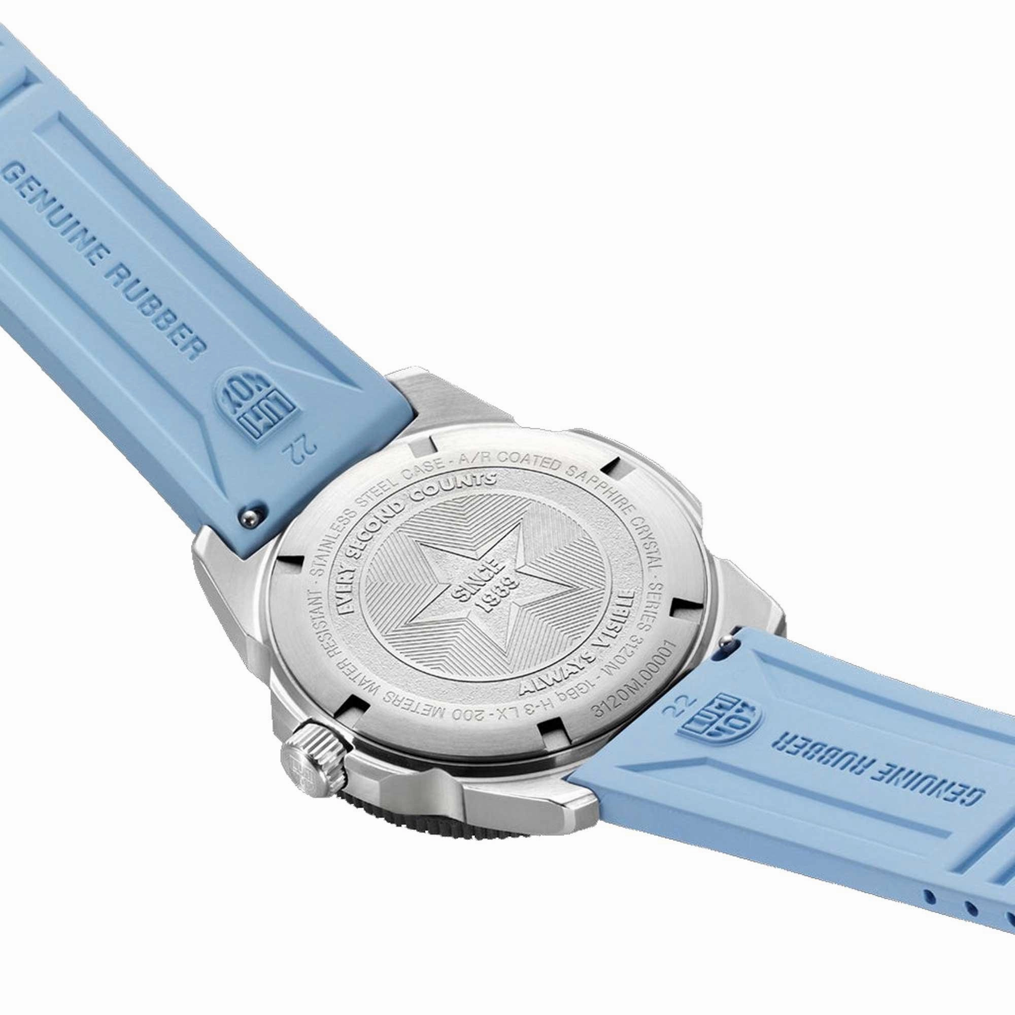 Luminox Men's Quartz Watch - Pacific Diver Ripple Coastal Blue Rubber Strap | 3124.M