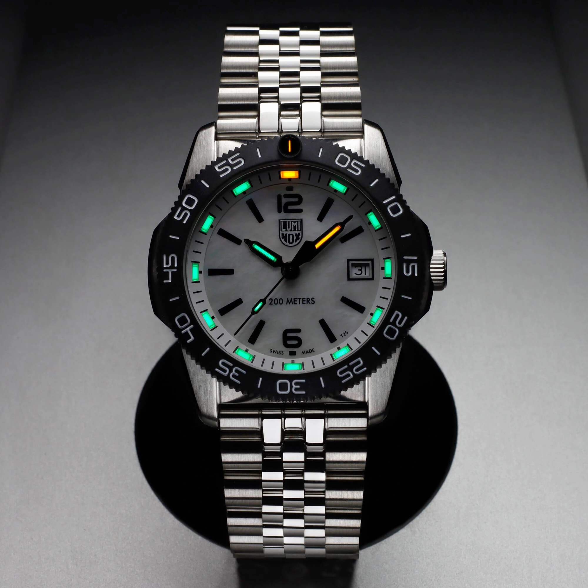 Luminox Men's Quartz Watch - Pacific Diver Ripple MOP Dial Silver Bracelet | 3126.M