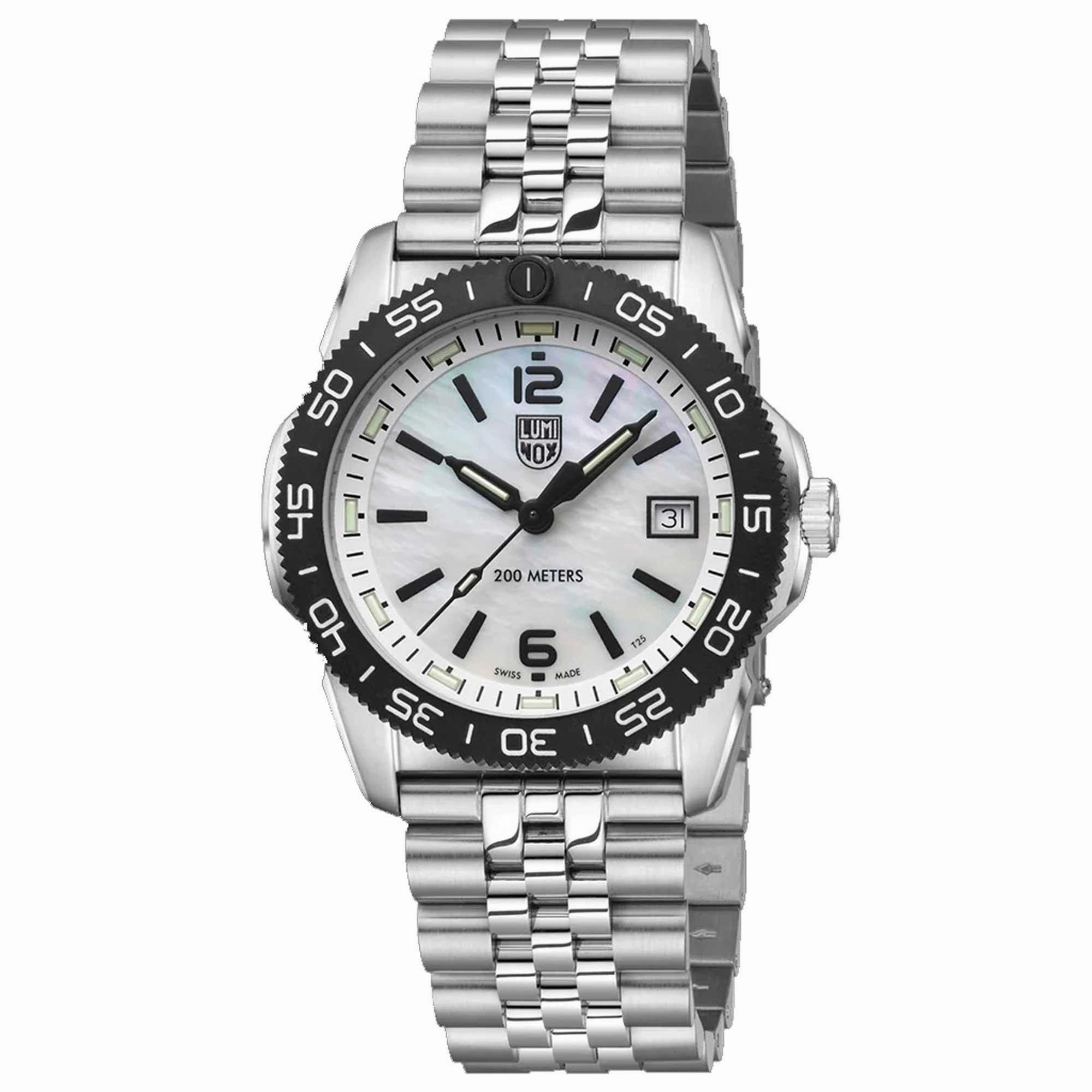 Luminox Men's Quartz Watch - Pacific Diver Ripple MOP Dial Silver Bracelet | 3126.M