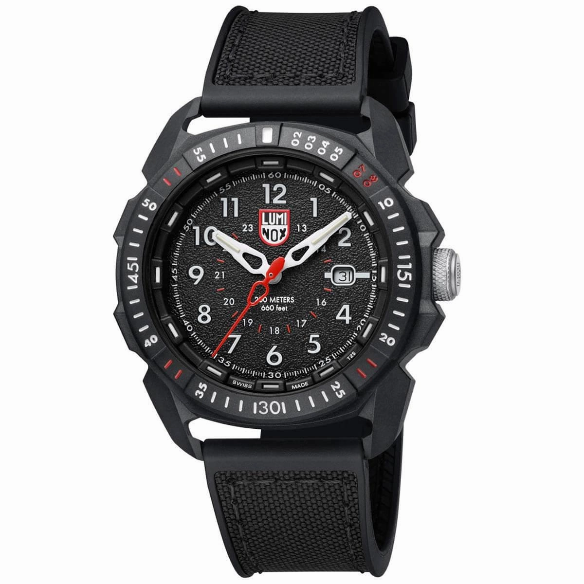Luminox Men's Swiss Quartz Watch - Ice-Sar Arctic Date Black Dial Rubber Strap | 1001