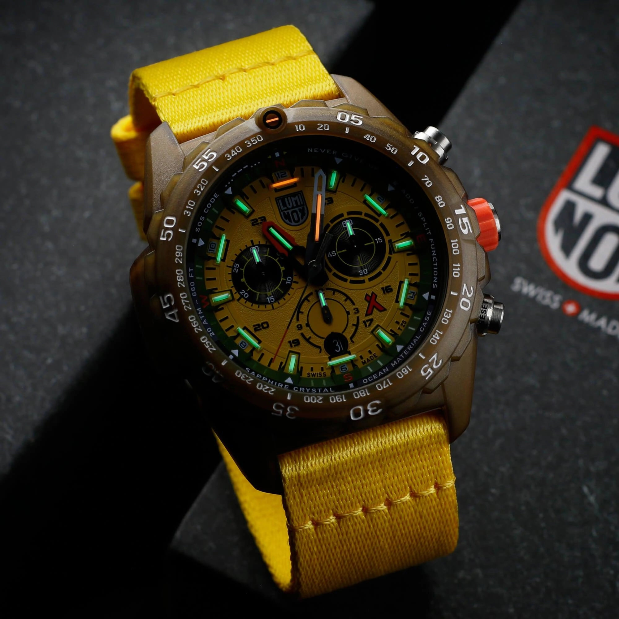 Luminox Men's Watch - Bear Grylls Chrono Rotating Bezel Yellow Strap | XB.3745.ECO