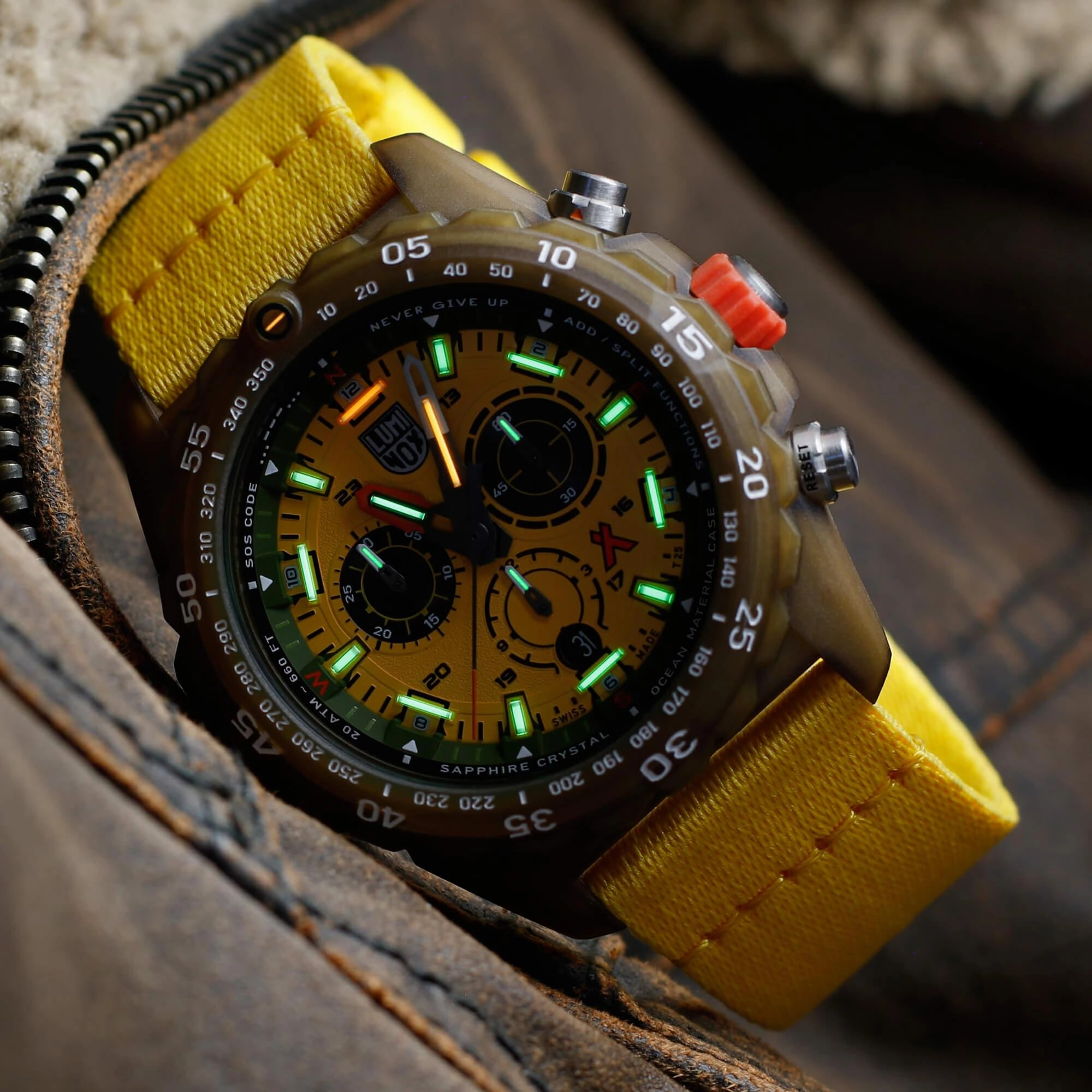 Luminox Men's Watch - Bear Grylls Chrono Rotating Bezel Yellow Strap | XB.3745.ECO