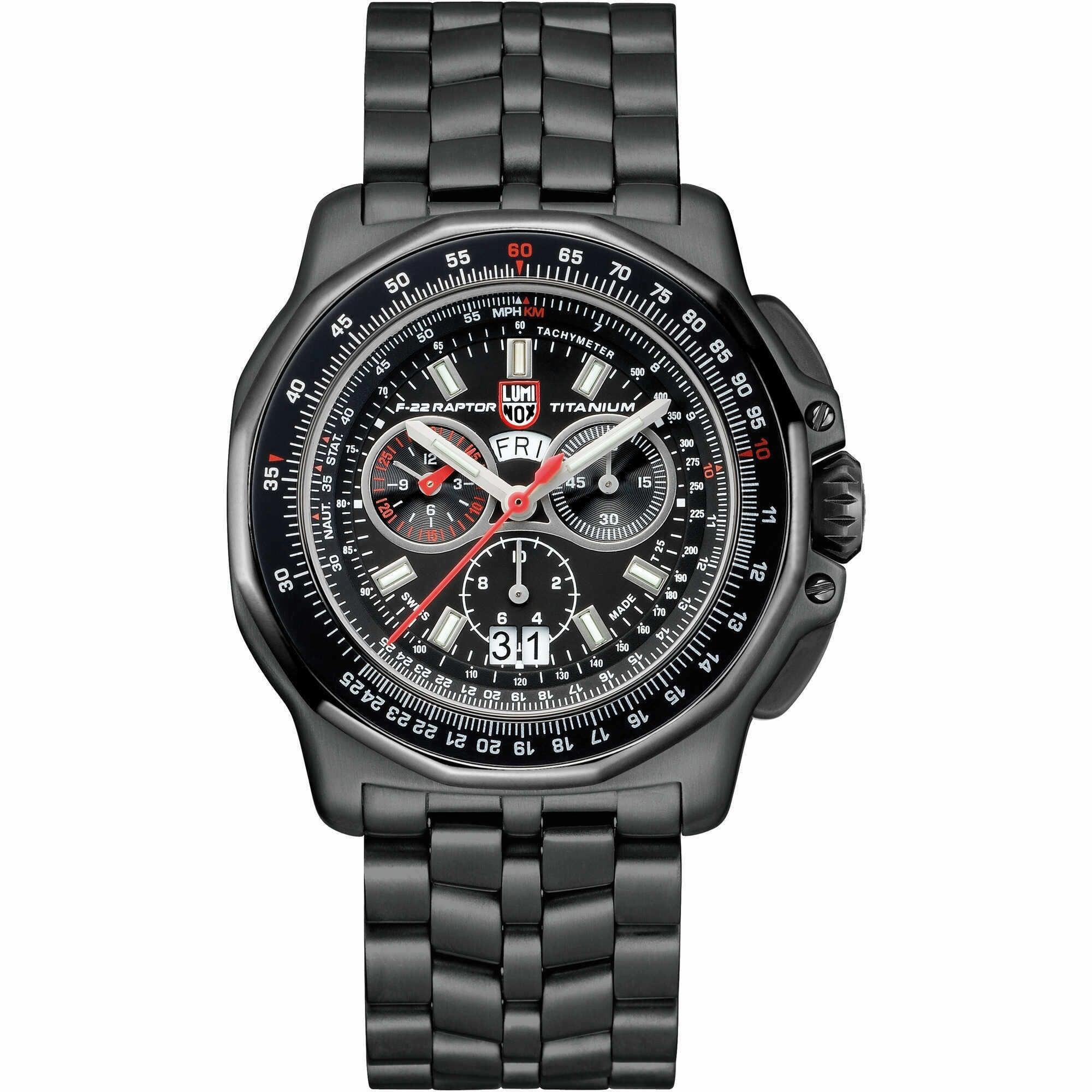 Luminox Men's Watch - F-22 Raptor Black Dial Titanium Bracelet Day-Date | XA.9272