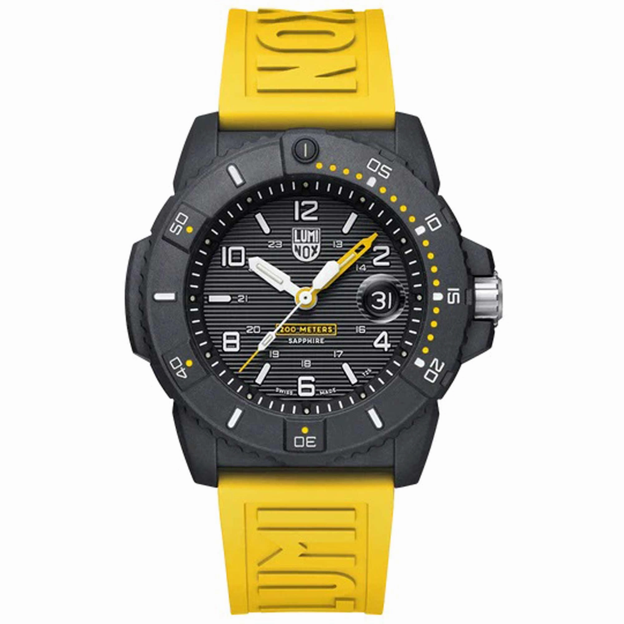 Luminox Men's Watch - Navy Seal Date Rotating Bezel Yellow Rubber Strap | XS.3601.GF