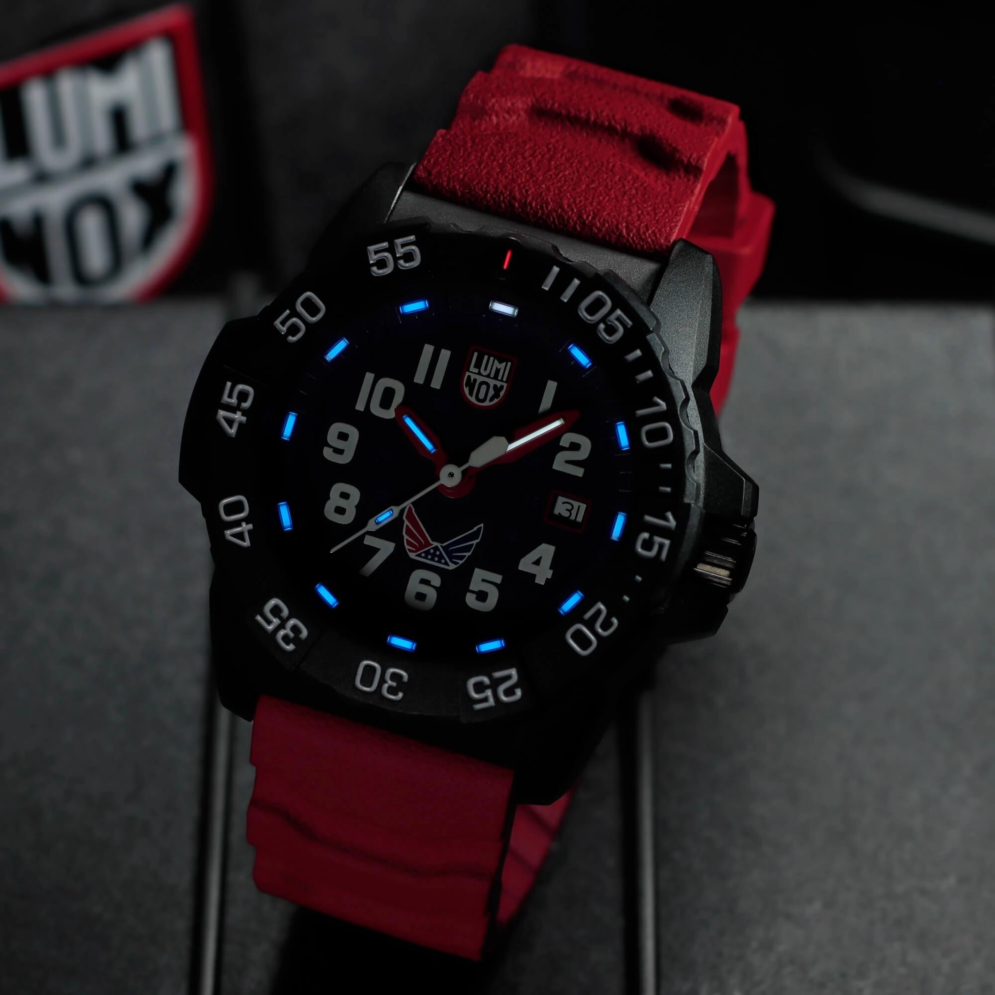 Luminox Men's Watch - X Volition Navy Seal Dive Red Rubber Strap | XS.3501.LM.VO.SET