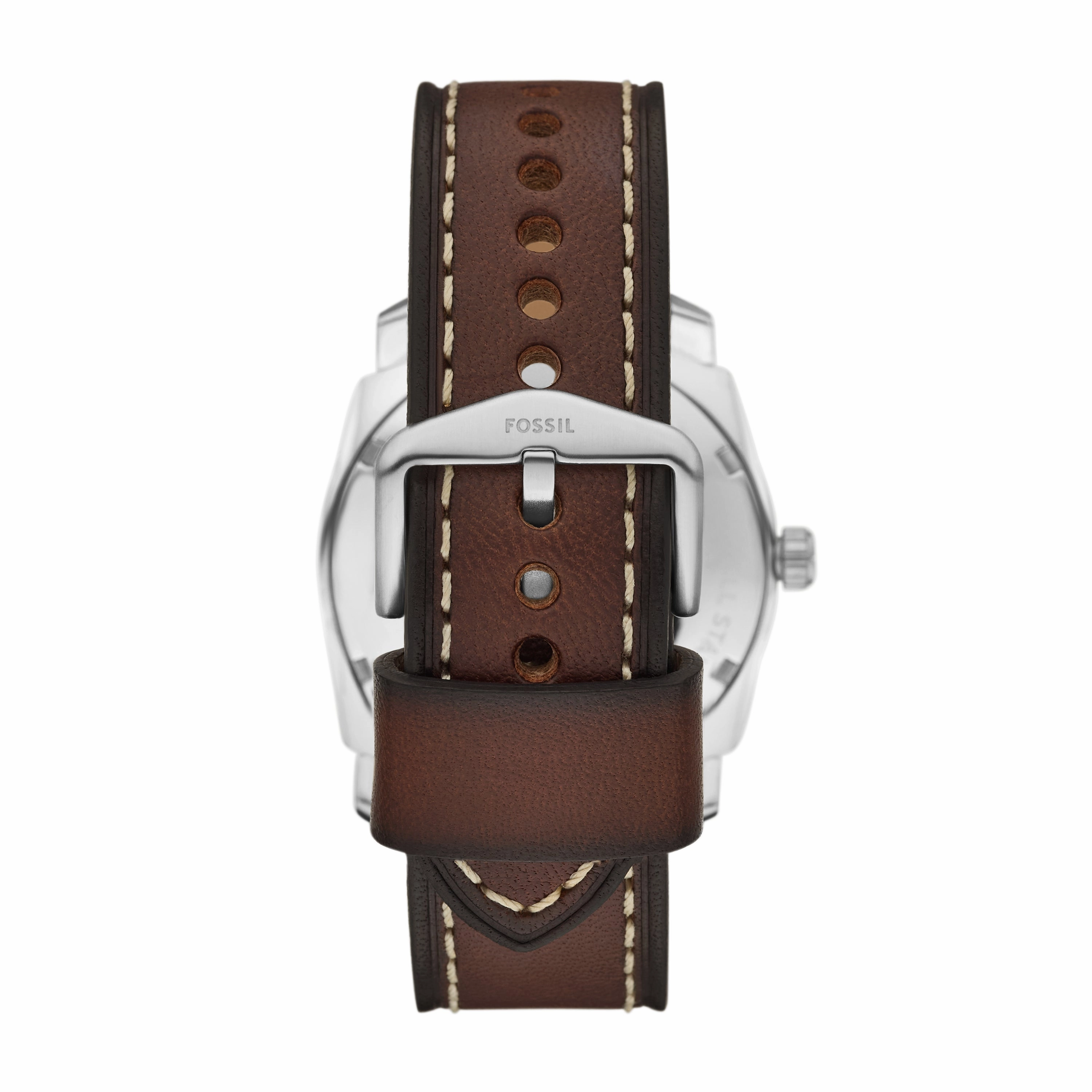 Machine Three-Hand Date Brown Leather Watch and Bracelet Set
