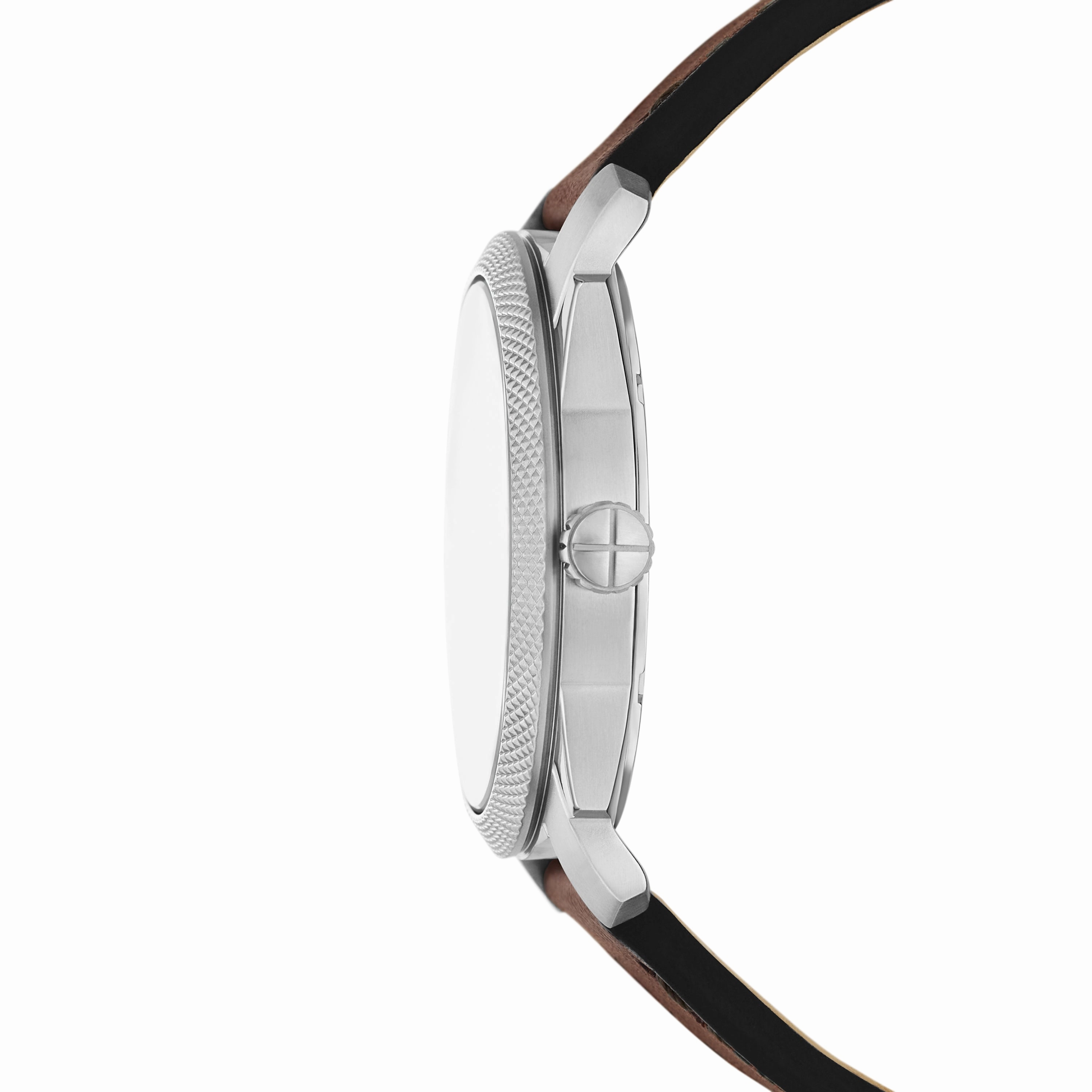 Machine Three-Hand Date Brown Leather Watch