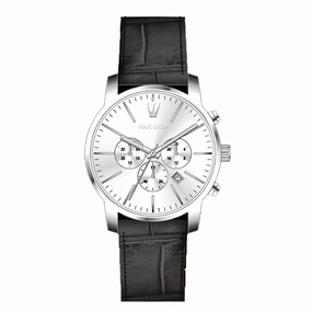 Marc Enzo Men's Chronograph Stainless Steel and Leather Quartz Watch